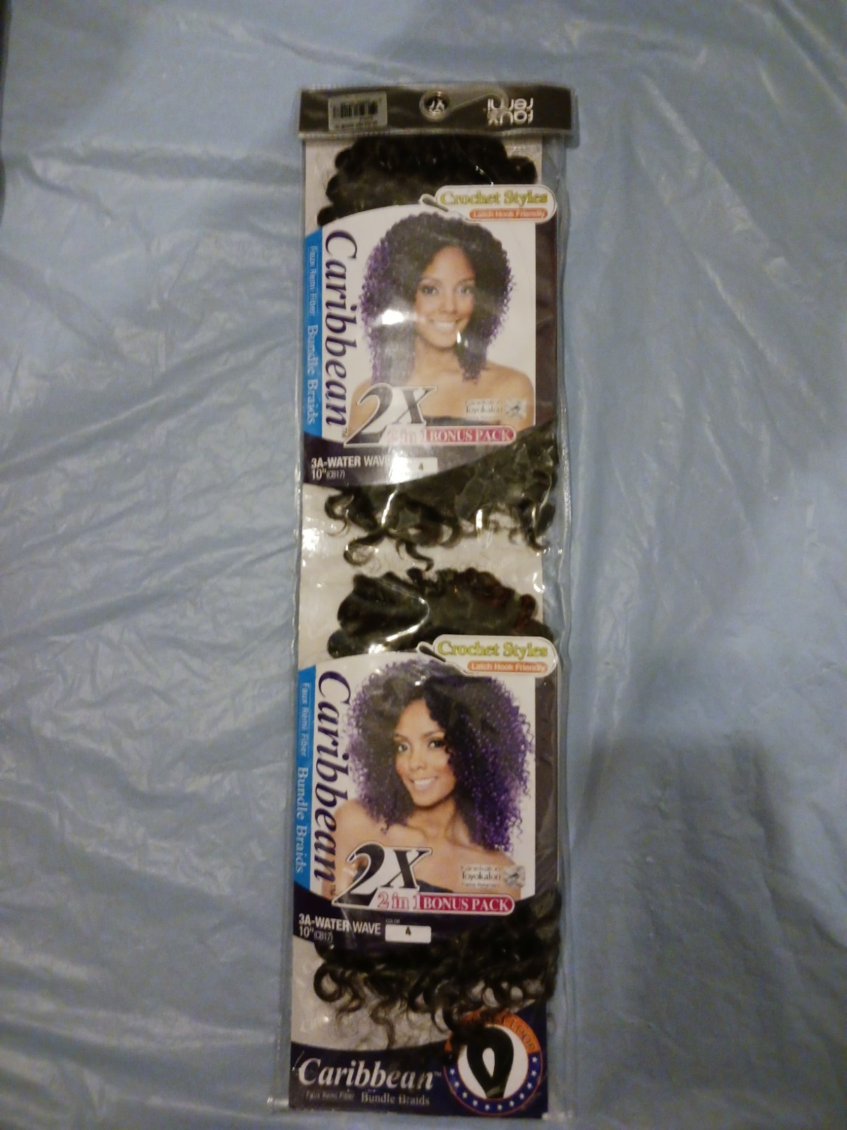 Caribbean Water Wave Wavy Synthetic Crochet Braid Extensions 2-Pack 10 in Black
