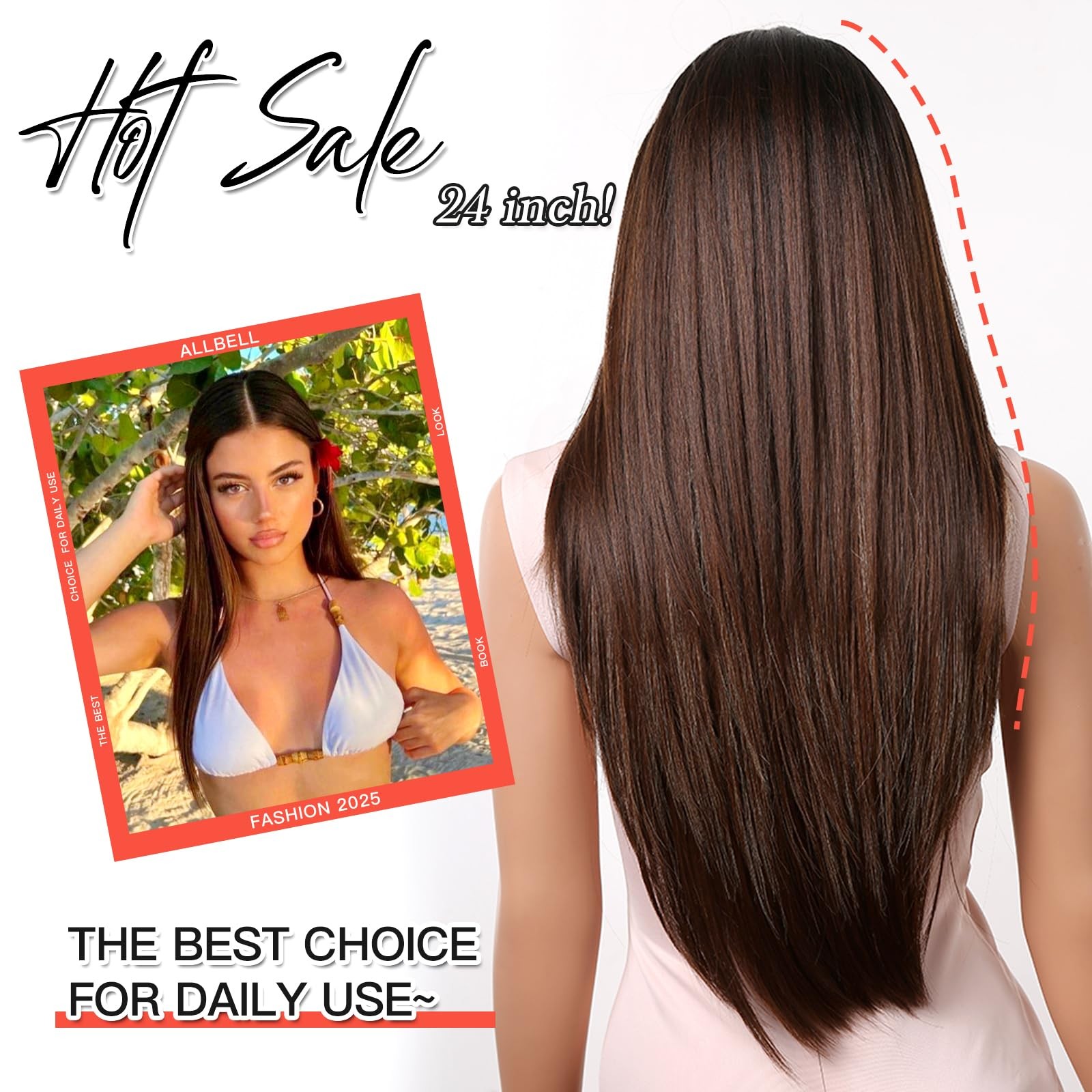 Brown Wig for Black Women Long Straight Layered Wigs Natural Honey Brown Hair…