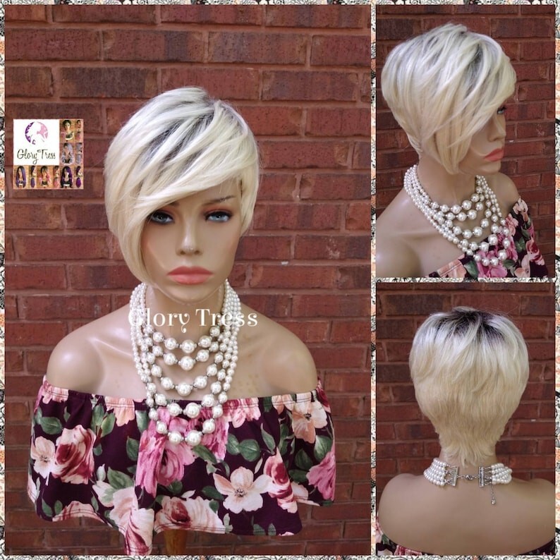 Short Razor Cut Full Wig | Pixie Cut | 100% Human Hair Wig | Ombre Blonde 613