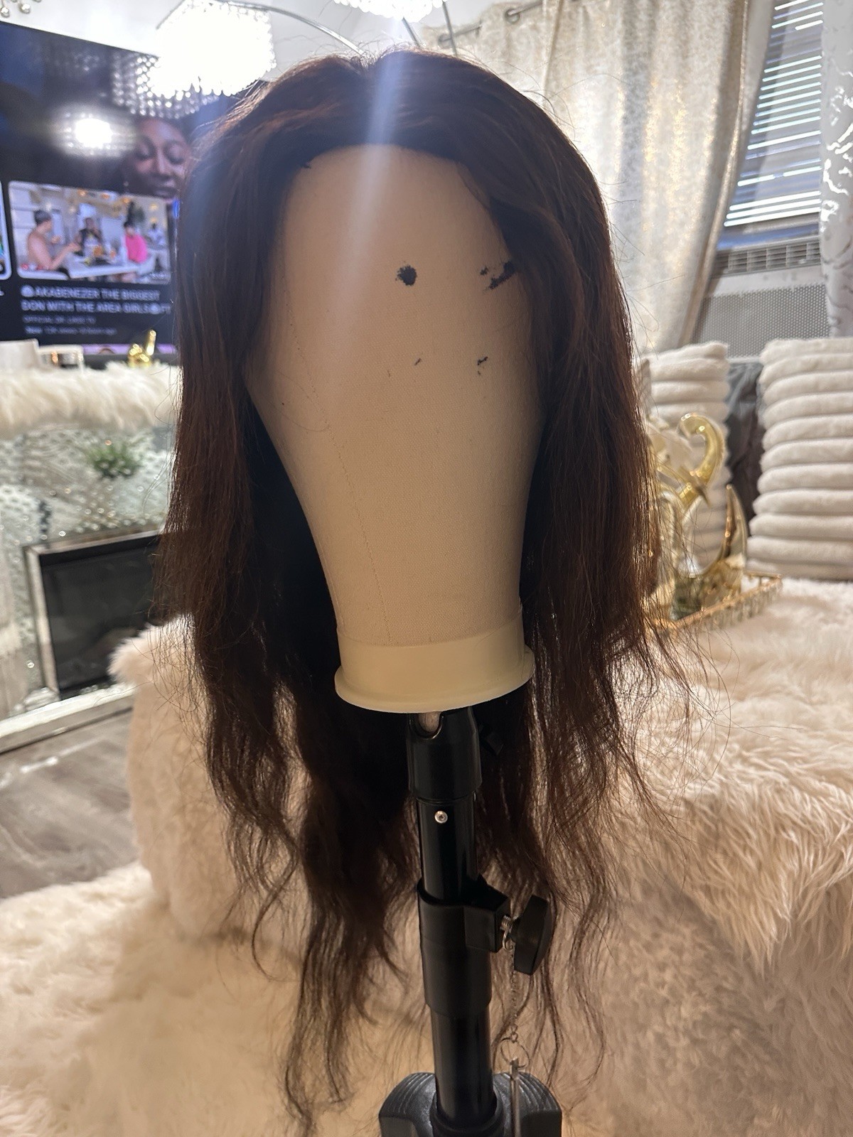Dark Brown Wavy Human Hair Lace Front Wig Free-Part Clip-In 21-30 in
