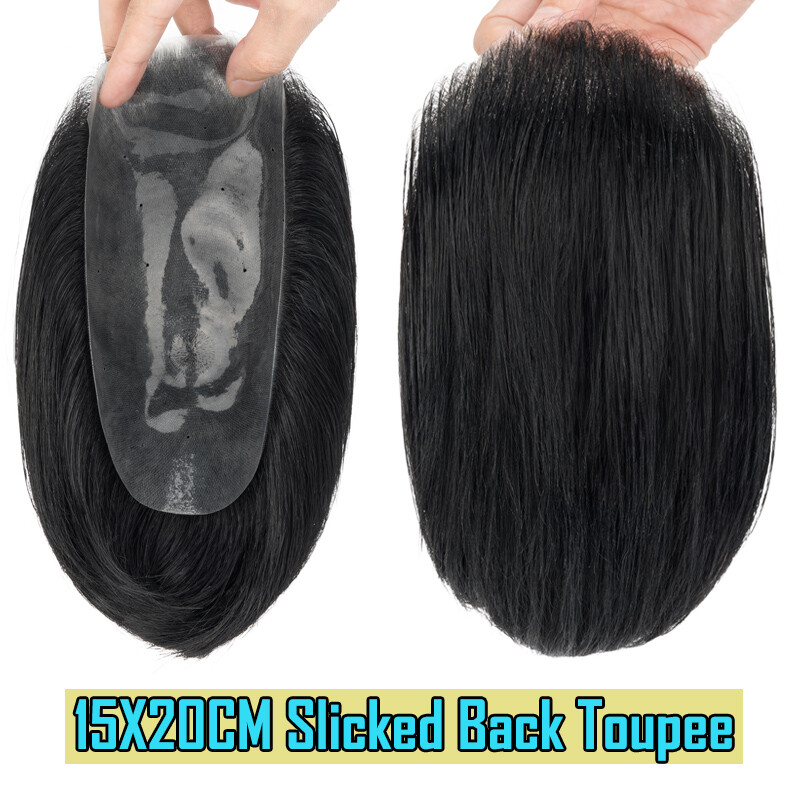 Mens Human Hair Toupee Hairpiece Replacement System Thin PU Skin Short Buzz Cut