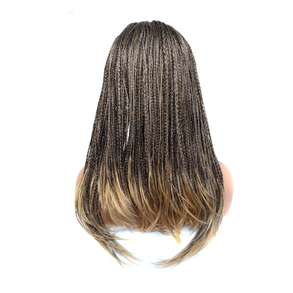 18 Inch Ombre Braided Wig with Headband Wrap Band Box Braids Wig for Black Women