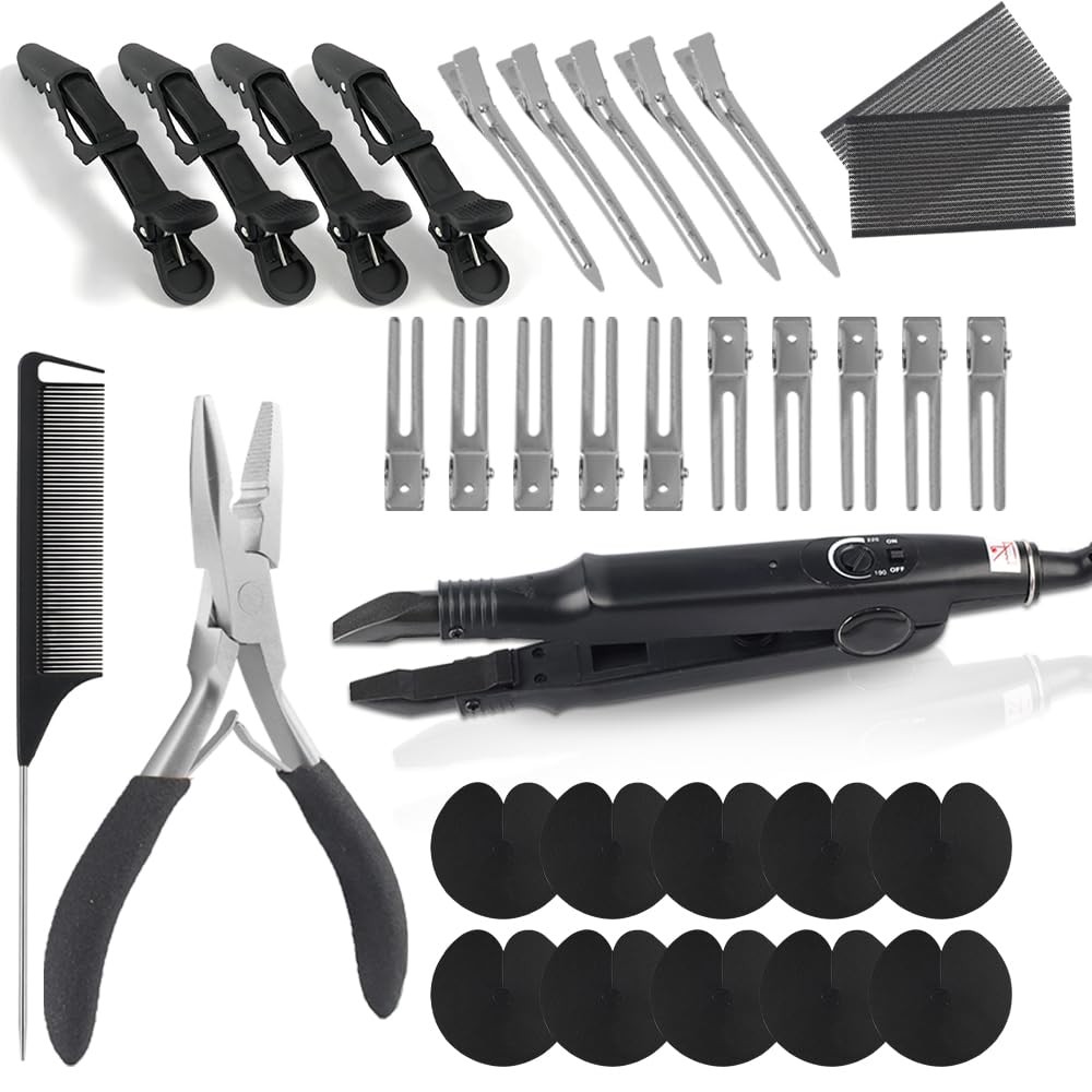 Hair Extension Connector Kit Keratin Bonding Iron 10Pcs Fusion Heat Shield K …