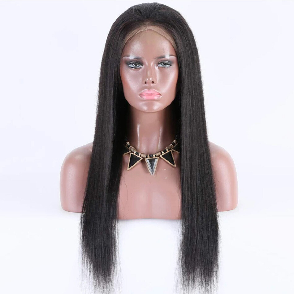 Yaki Straight 5.5×4.5 Silk Base Closure Wig Pre Plucked Baby Hair Human Hair 4×4