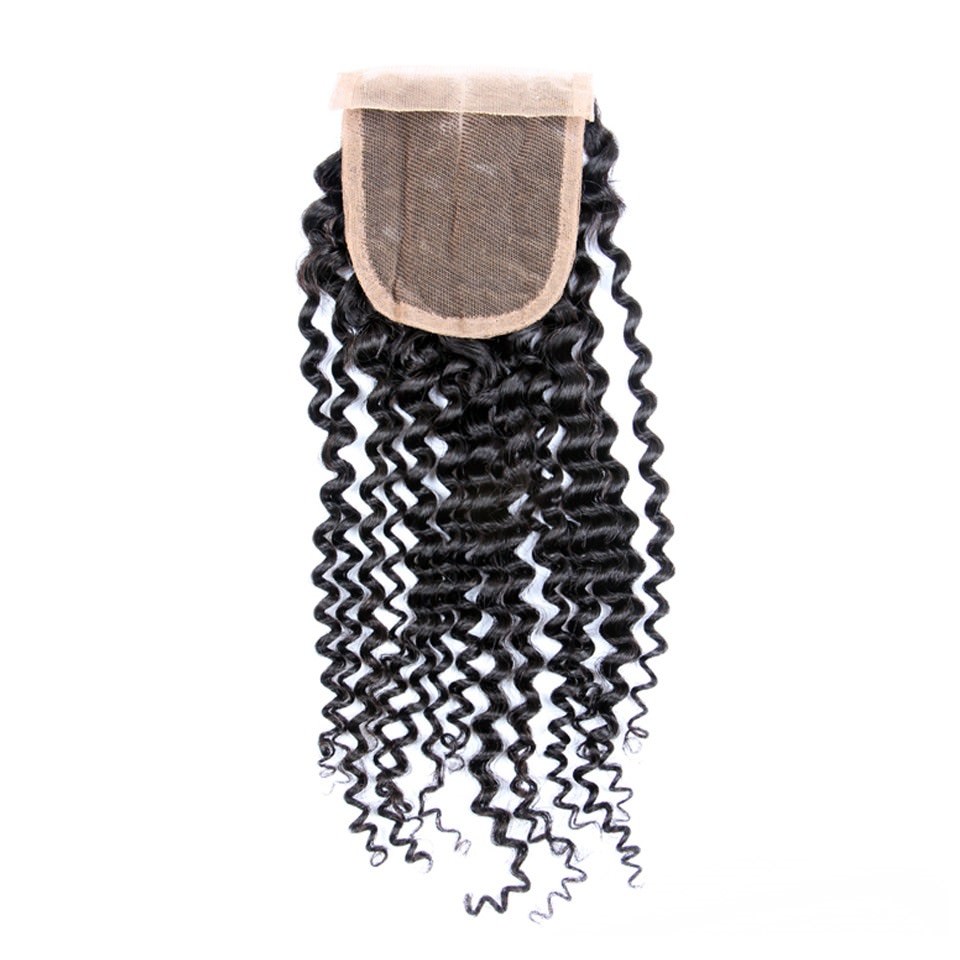 Jerry Curl unprocessed Virgin Human Hair 3 Bundles With 4*4 Lace Closure deal
