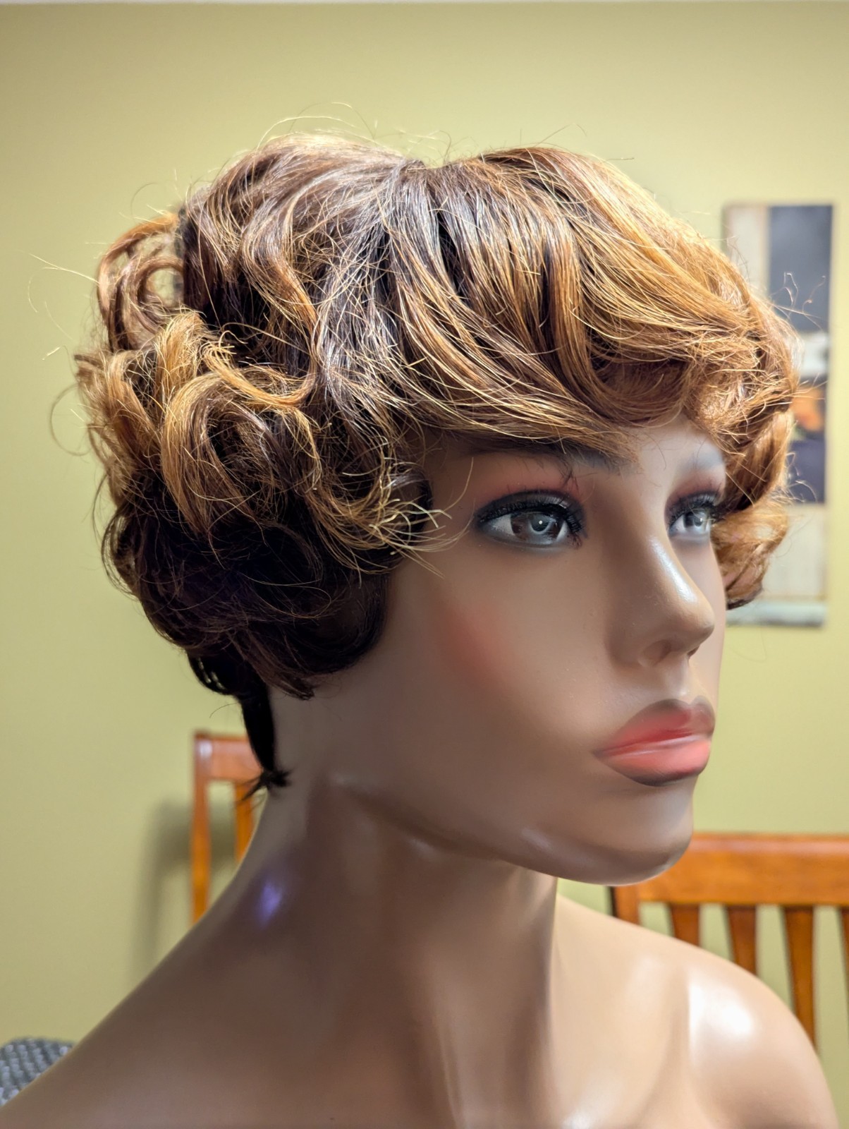 Remy Bang Bob Cut Custom Color Light Chestnut Brown Tipped Golden Blonde Wig