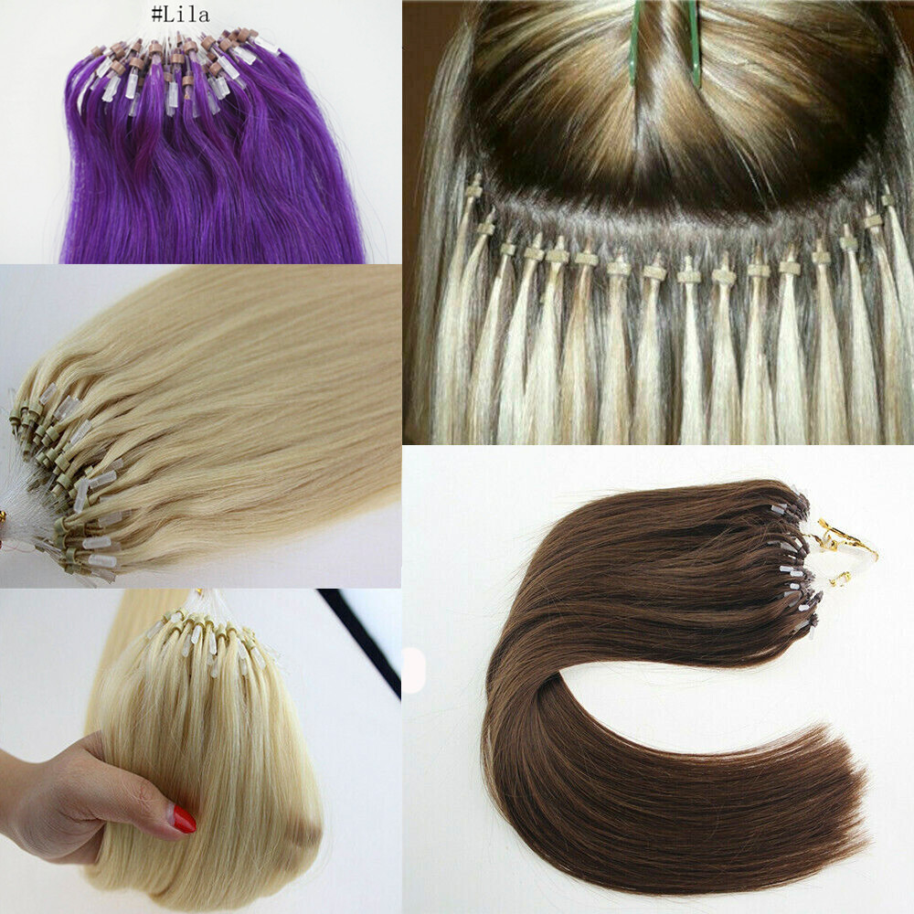 Loop Micro Ring Tip Hair Extensions Real Human Hair Micro Bead Link Colored Hair
