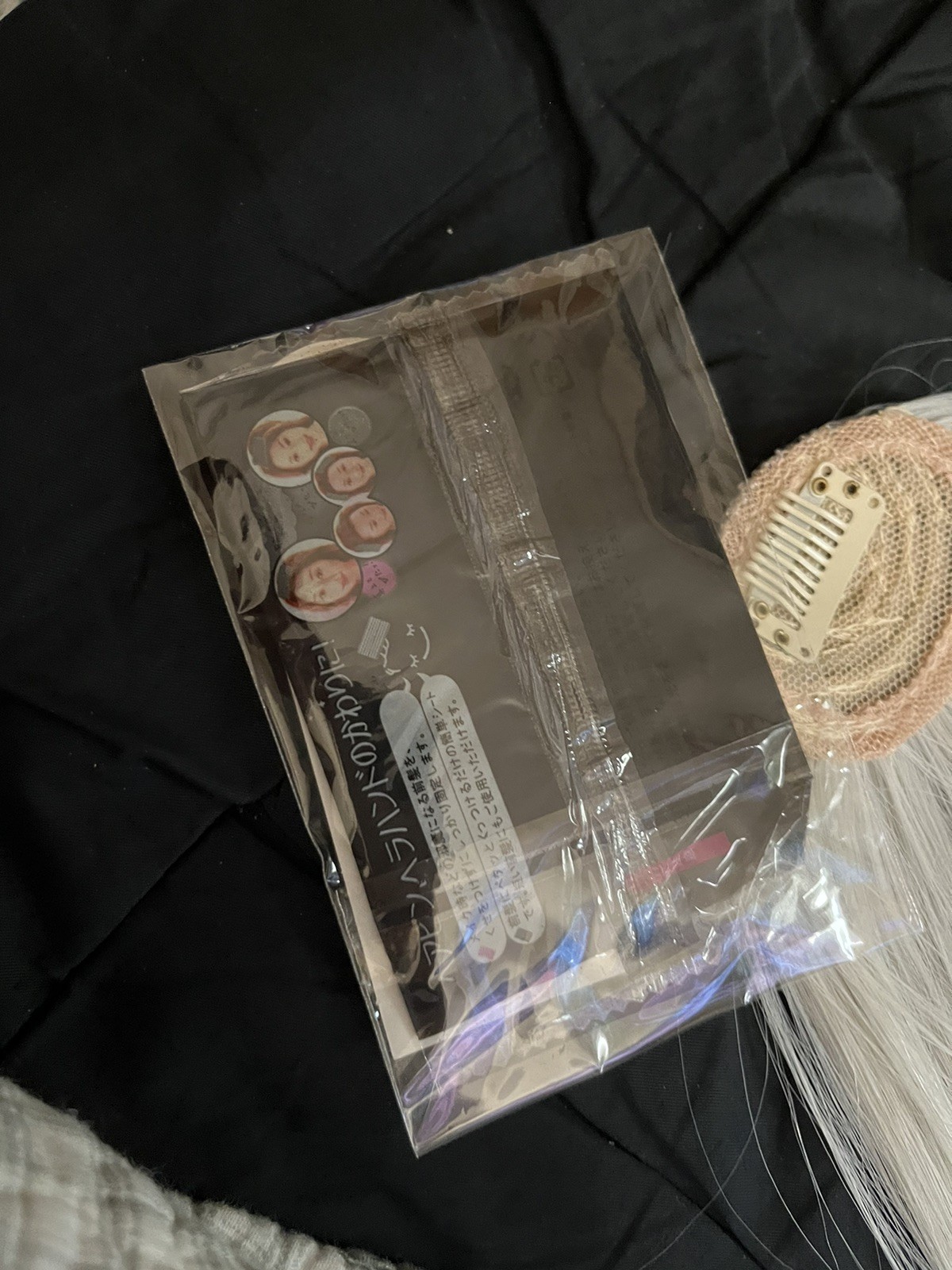 Grey hair Bangs Clip in on Fringe Hair Extensions As Front Hairpiece plus pins
