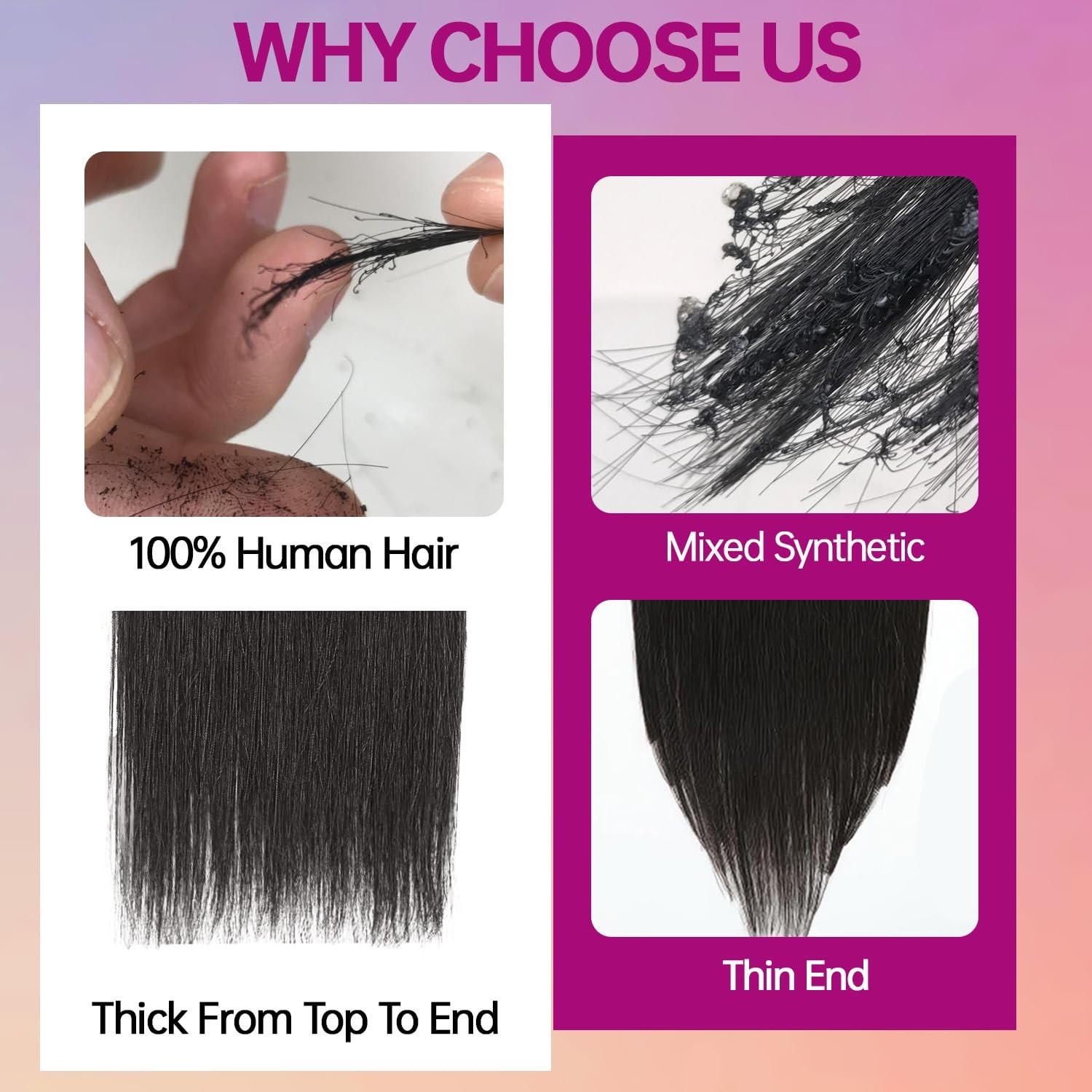 26″ Natural Black Clip-In Hair Extensions – 8pcs Seamless Remy Human Hair, Invis