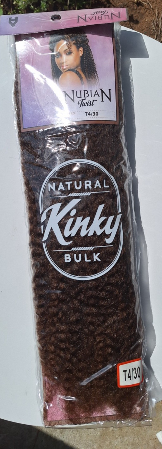 100% Kanekalon Nubian Twist Natural Kinky Bulk, Color T4/30