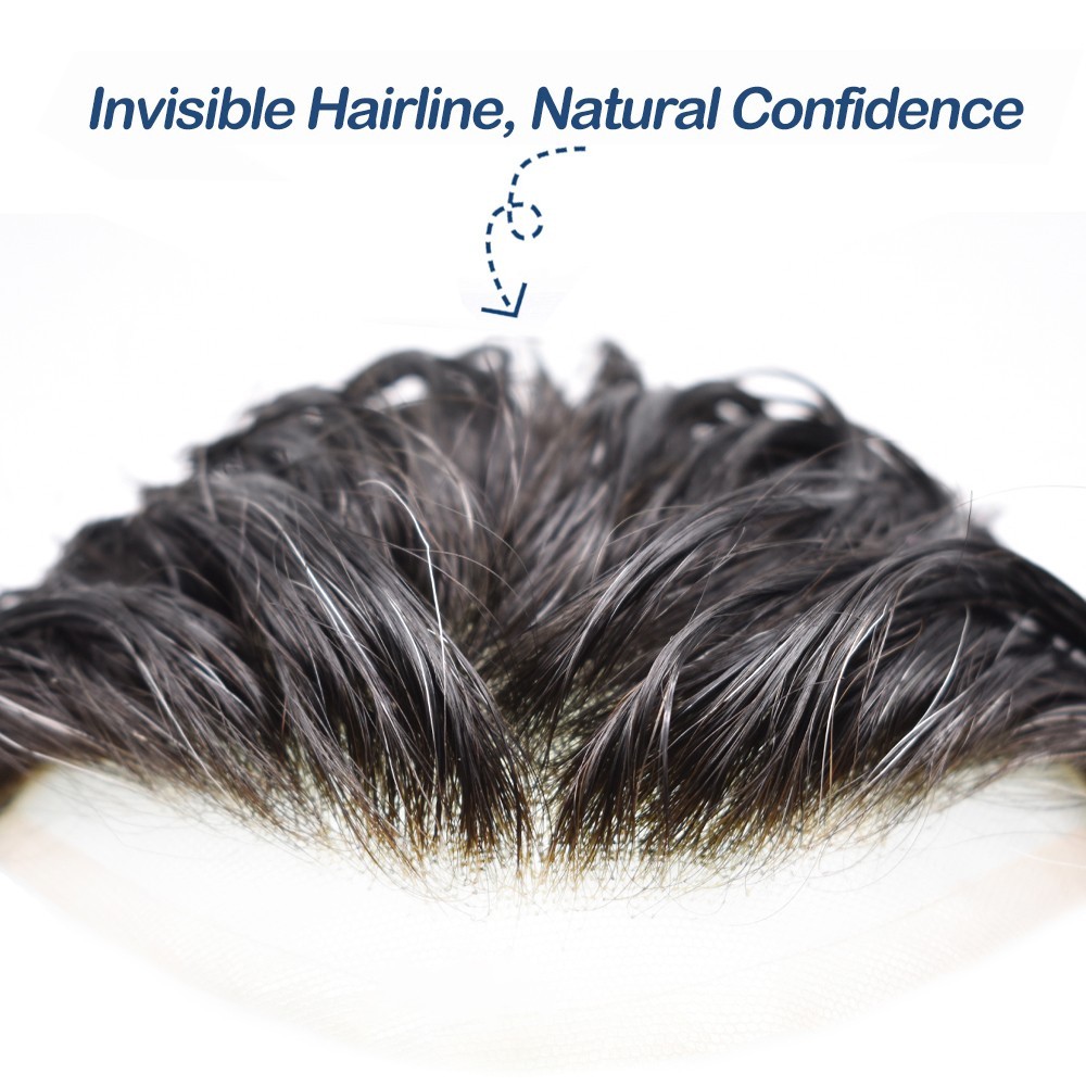 Mens Toupee Hair System Replacement French Lace Front Mono Mens Hairpiece Wig US