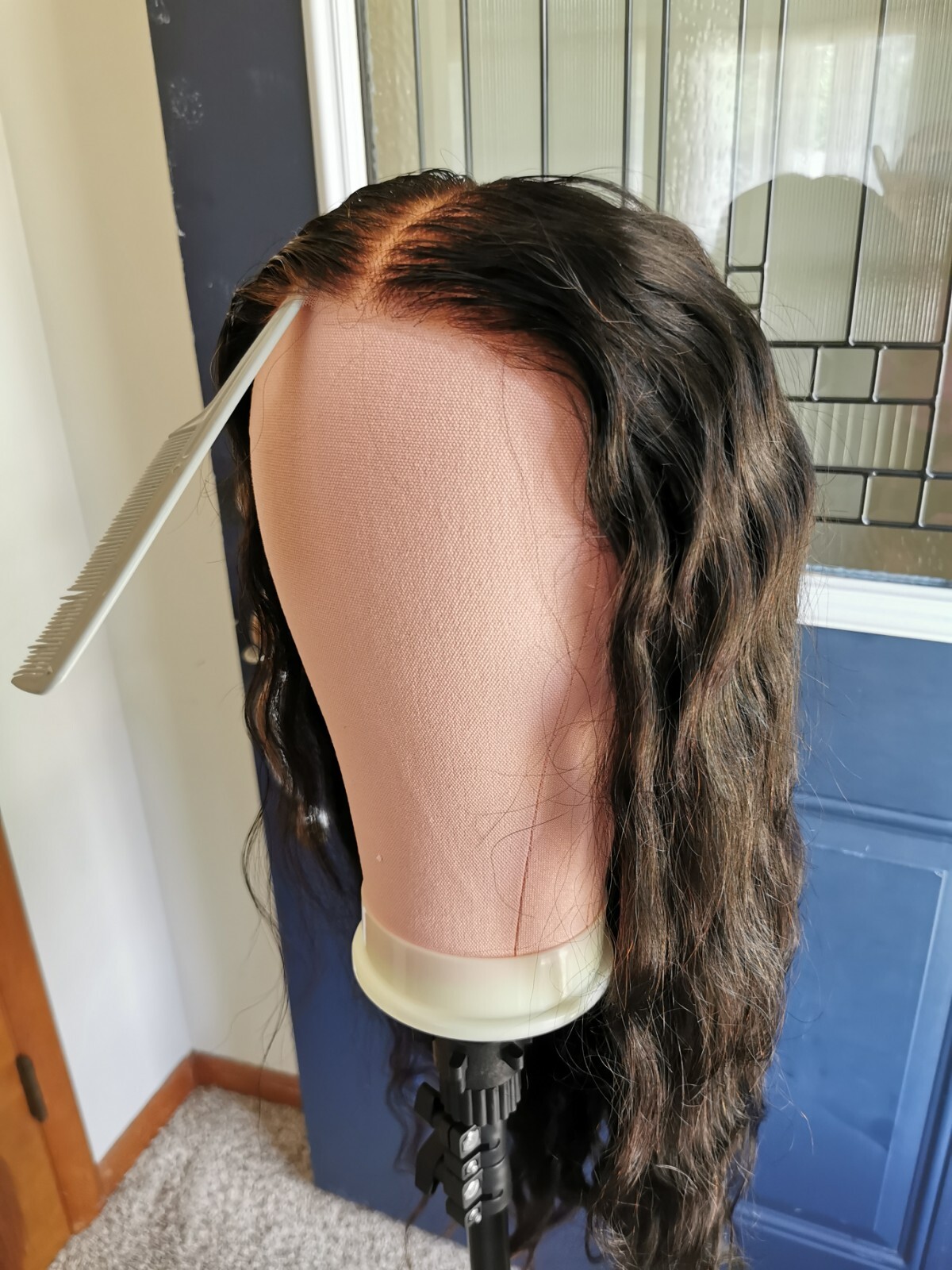 Bleached Knots High Quality Sexy 26”’ Virgin Human Hair Front Lace Wig 1B