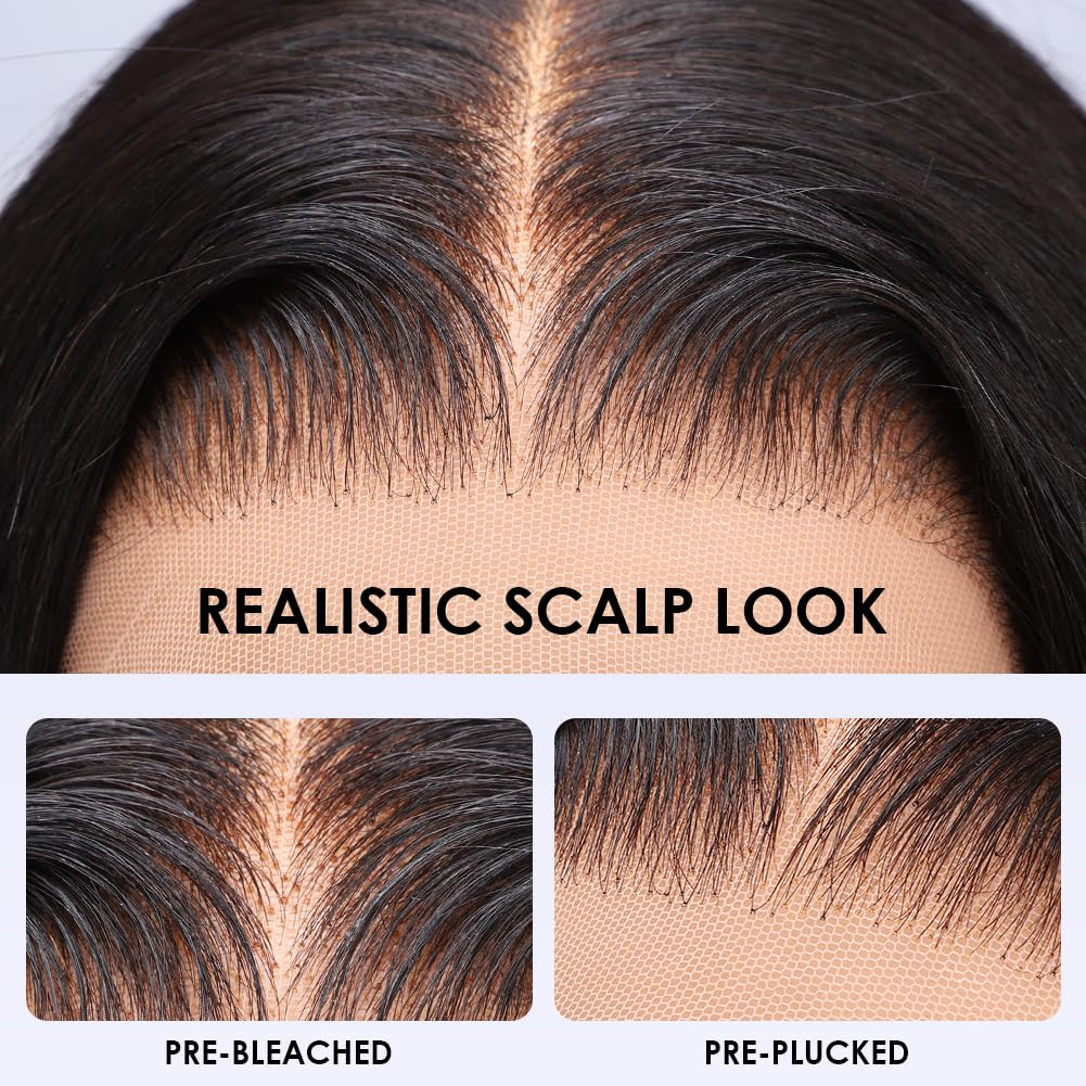 13X6 Body Wave Lace Front Wigs Human Hair Pre Plucked Pre Bleached Small Knots w