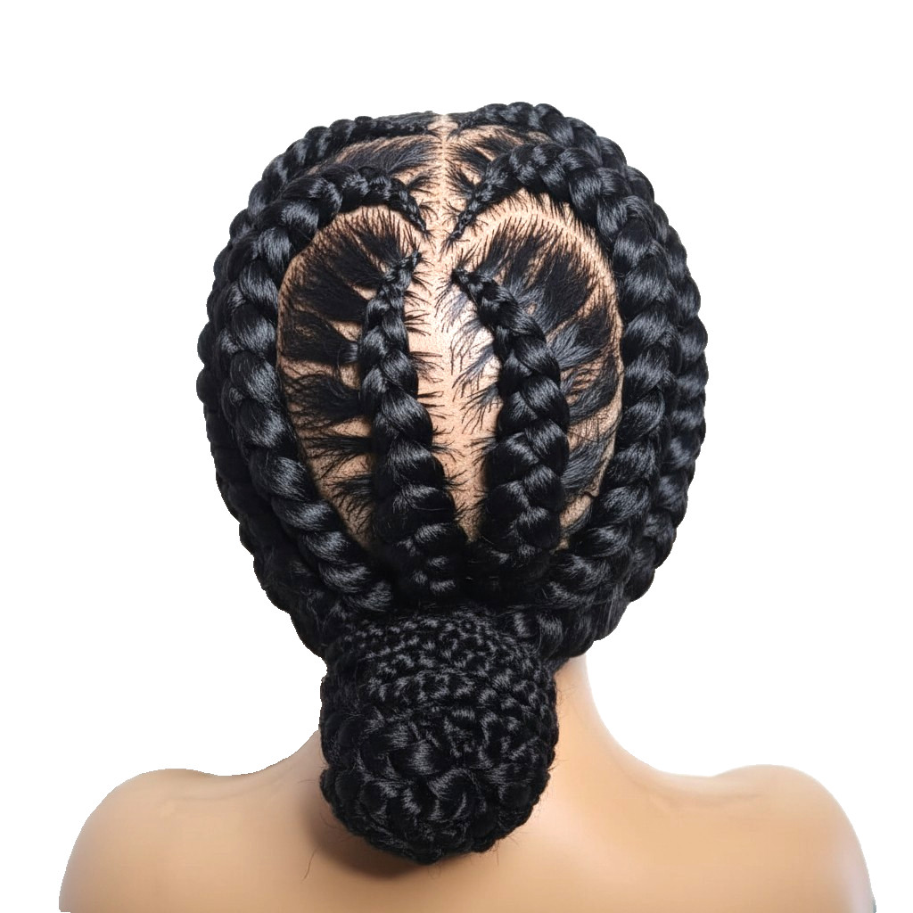 Black Bun Wig. Brush Braided Wig. Full Lace with Baby Hair.