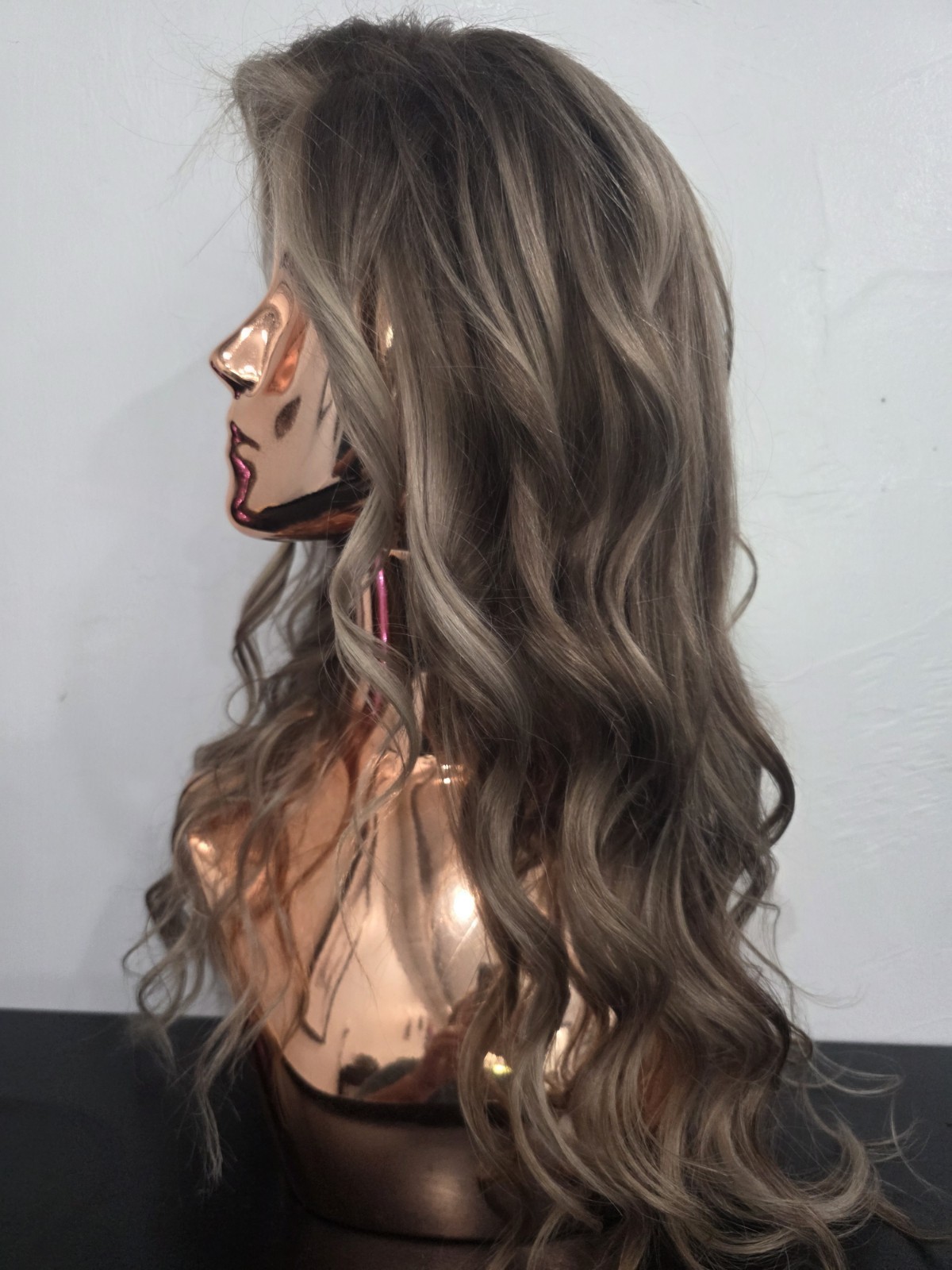 Natural 20″ blonde, custom color 100% human hair wig, glueless cap structure