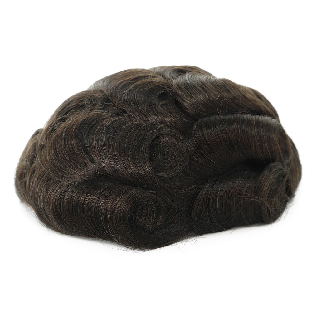 Mens Toupee Human Hair Replacement System French Lace Front Hairpieces 8X10 #2