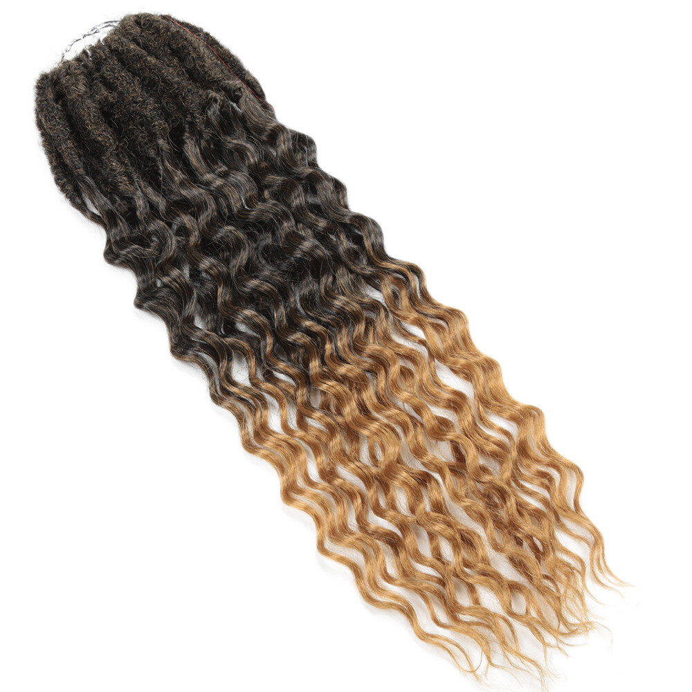 18″ Loose Wave Goddess Locs Crochet Braids Curly Faux Locs Braiding Extensions