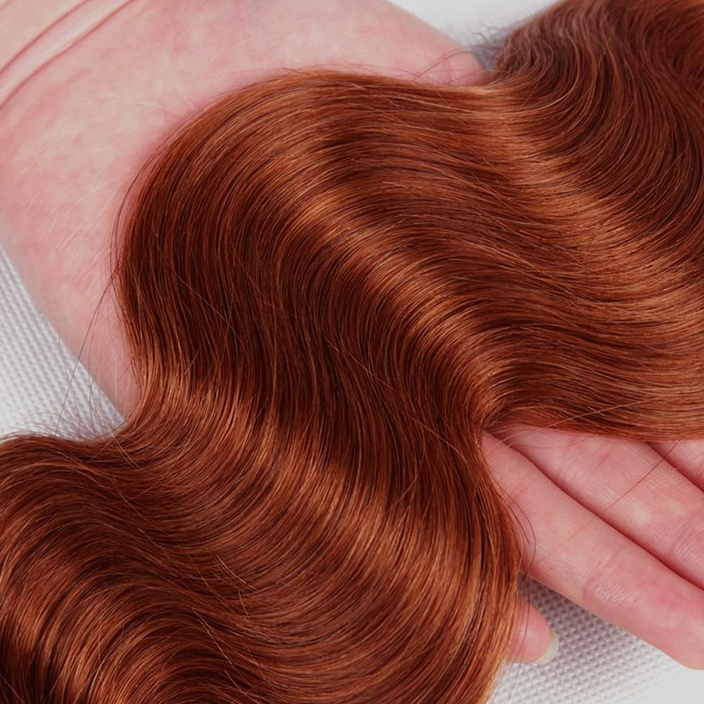 Zevpiul Color 33 Bundles Human Hair Reddish Brown Body Wave 3 Bundles 28 30 32