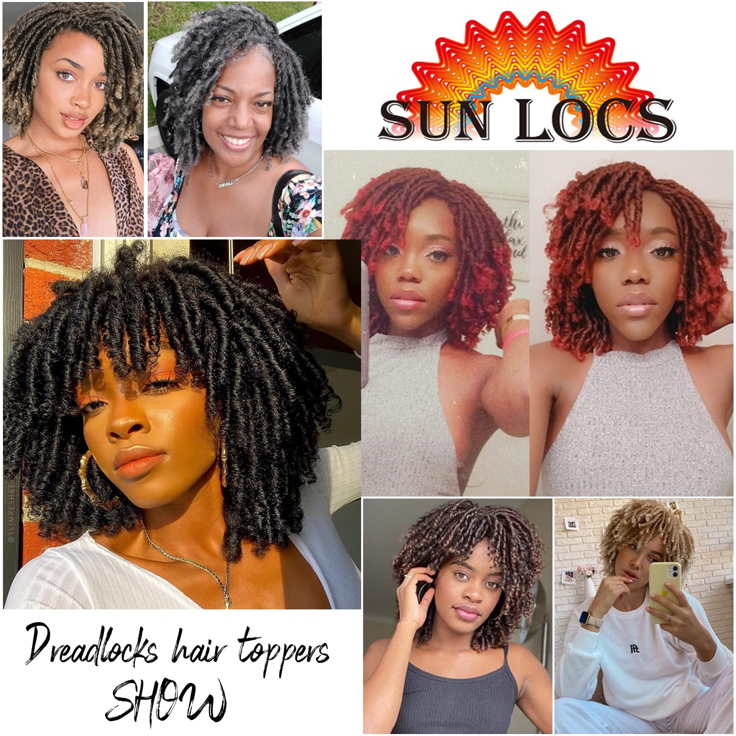 Sun Locs 6 Inch Short Dreadlocks Hair Topper Wig Clips In Faux Locs Braided