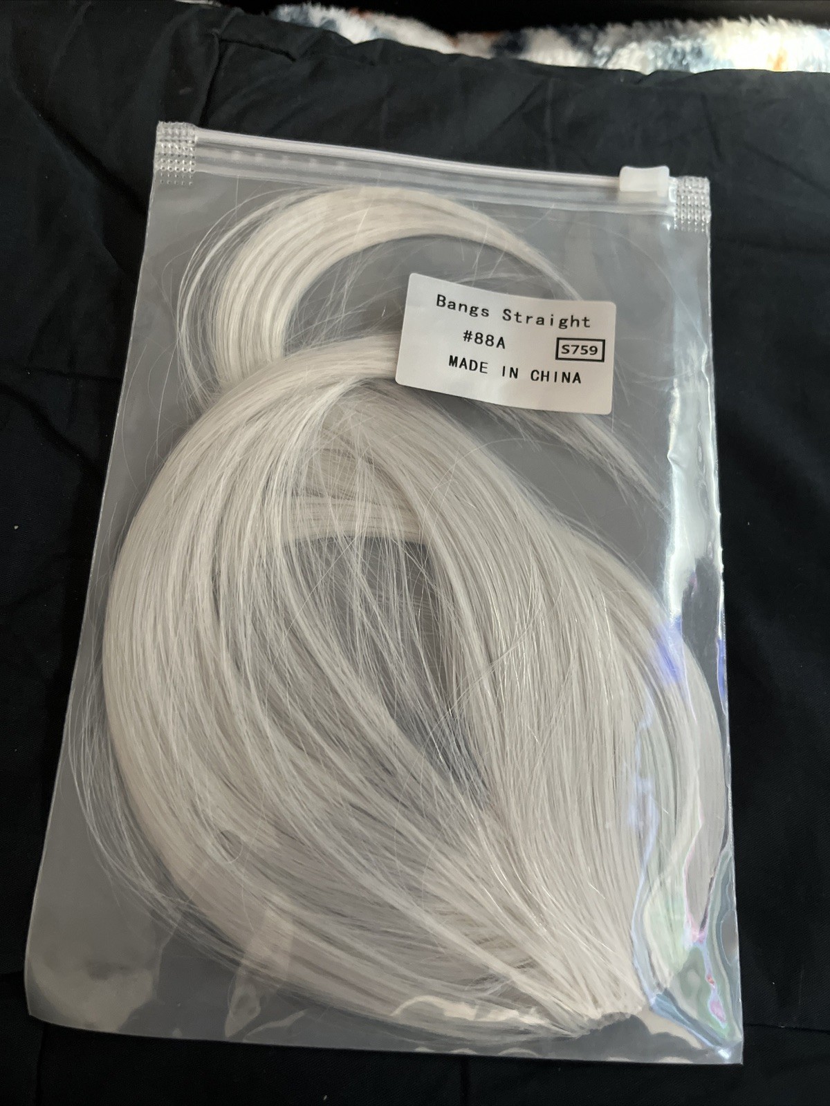 Grey hair Bangs Clip in on Fringe Hair Extensions As Front Hairpiece plus pins