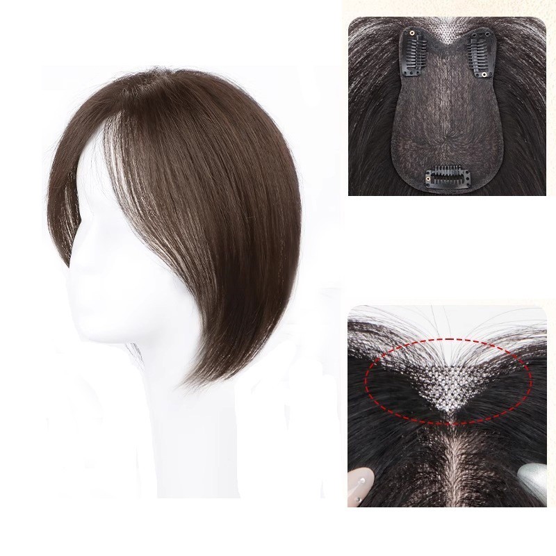 Clip In Human Hair Straight Bangs Toppers For Women Thinner Hair Replacement