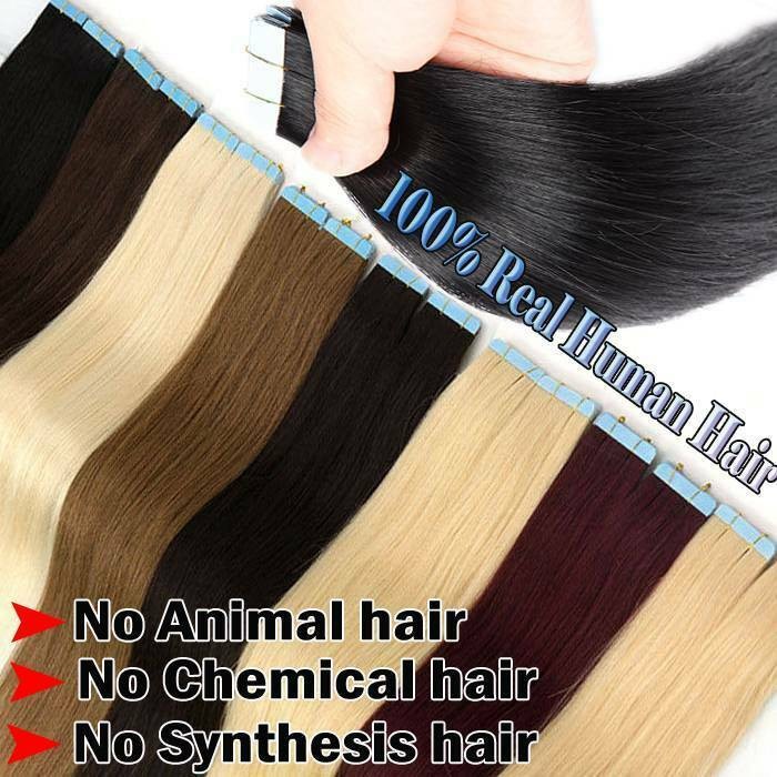 Invisible Tape In Human Hair Extensions Skin Weft Premium Hair Full Head 80pcs