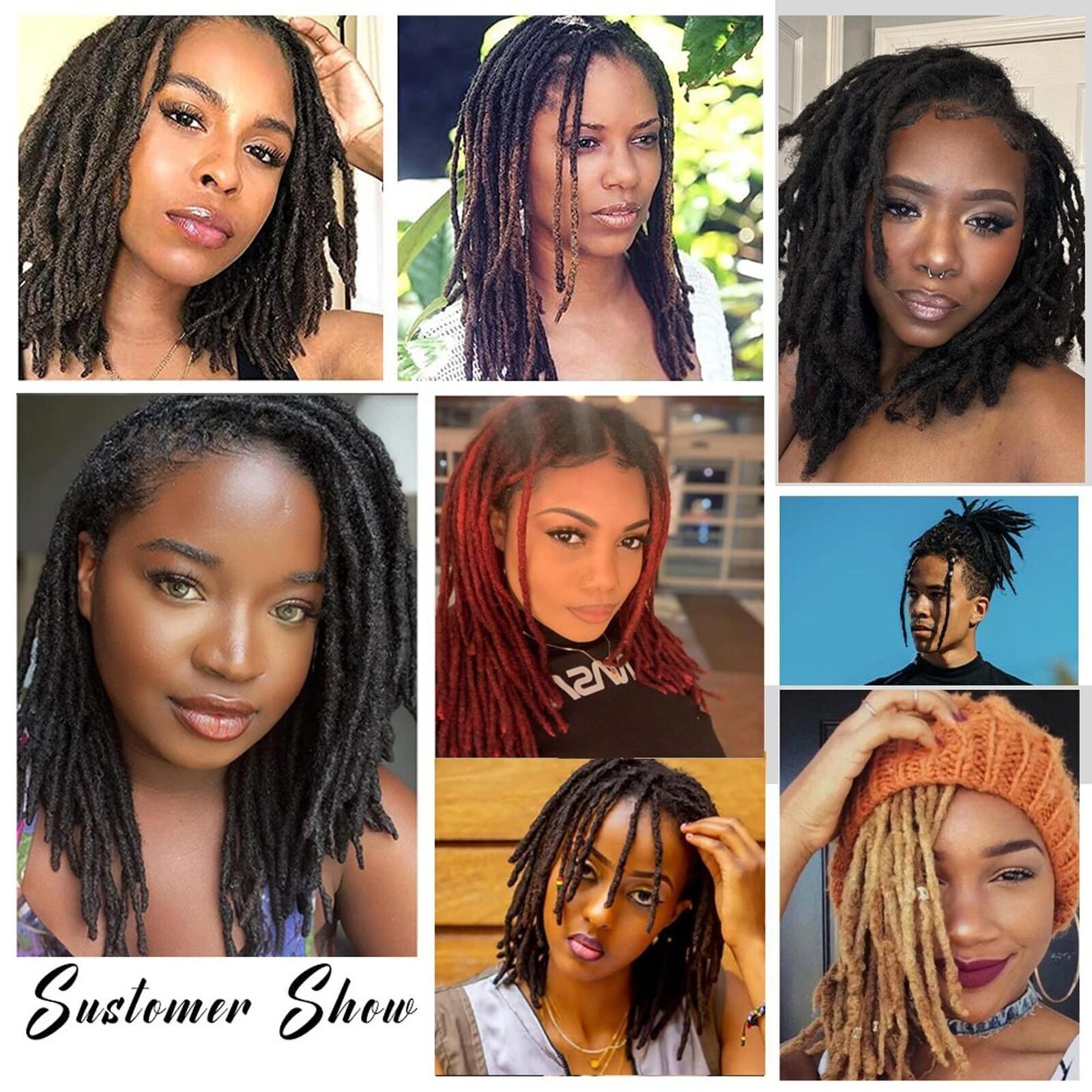 100% Real Human Hair Dreadlocks Extensions Crochet Braiding Hair Dreads Locs Men