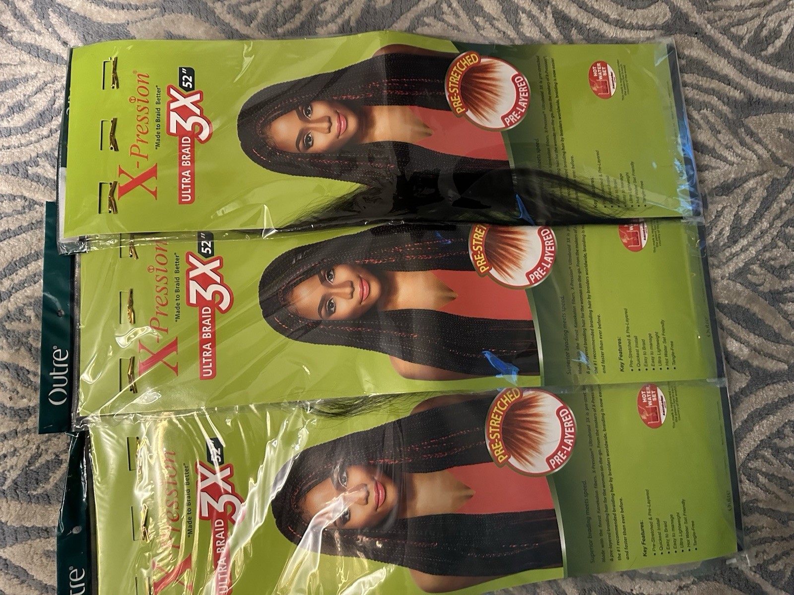 Outre X-Pression Pre-Stretched Ultra Braid 52 in 3X Synthetic Hair 1B