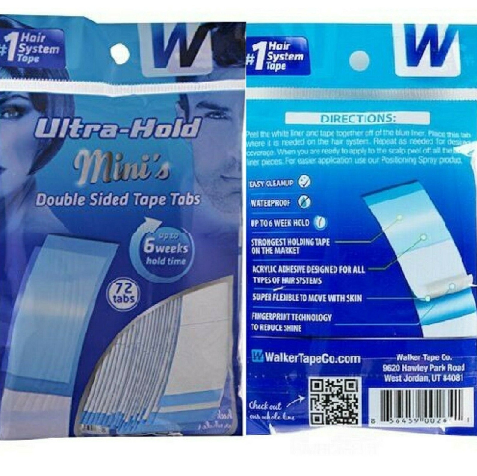 Walker Ultra Hold Tape Mini 72 Tabs Double Sided Tape for Wig,Toupee, Hairpiece.