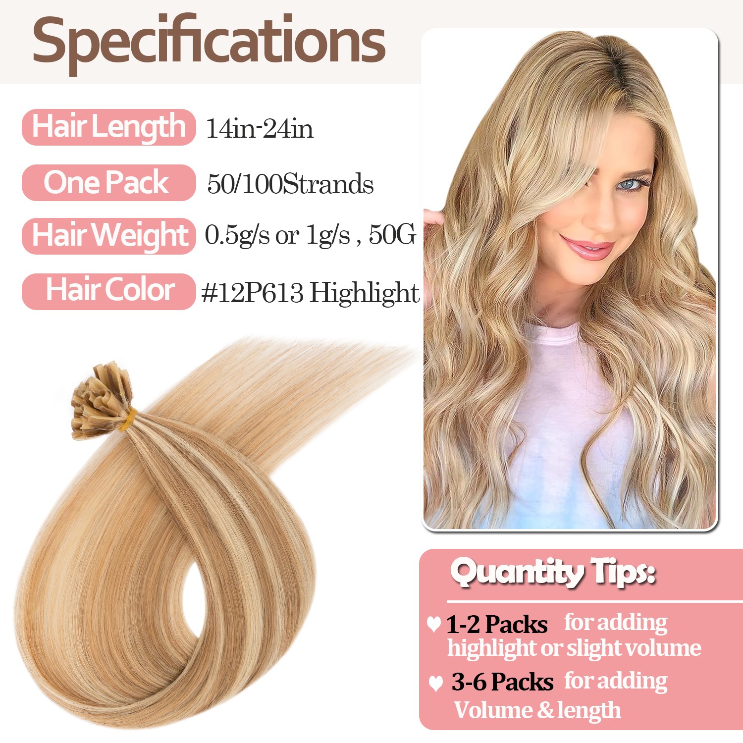 Nail Tip U Tip Hair Extensions Remy Human Hair Pre-Bonded Keratin Glue 50s-300s