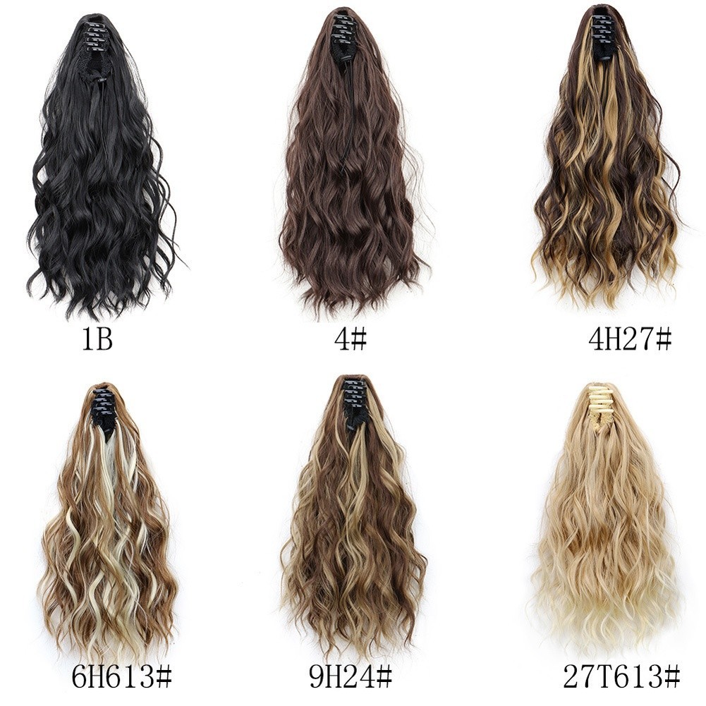 Curly Hair Water Wave Ponytail Clip Heat Resistant Synthetic Hair 35cm