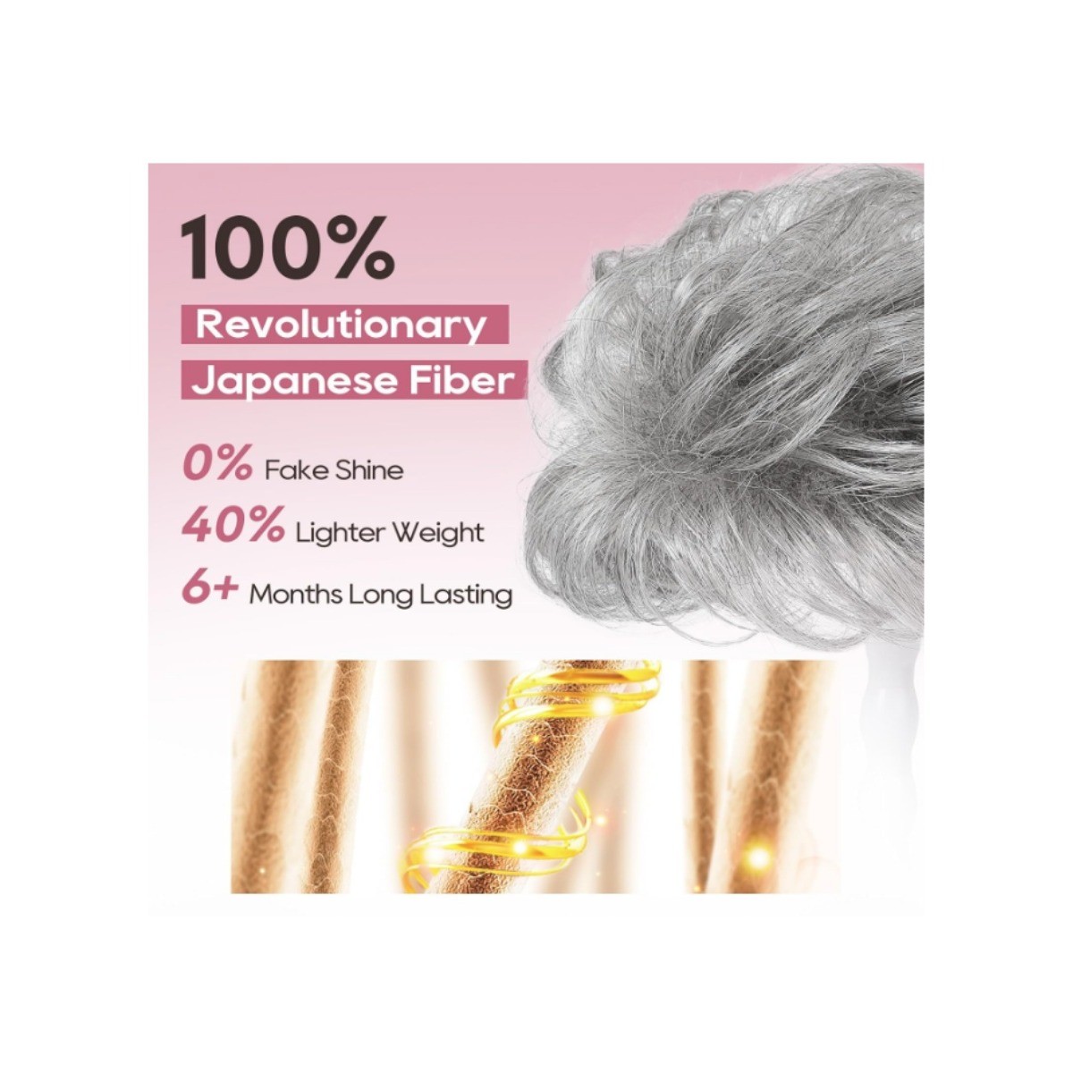 REECHO Hair Topper Short Wiglet Silver Mist Synthetic Japanese Fiber Hairpiece