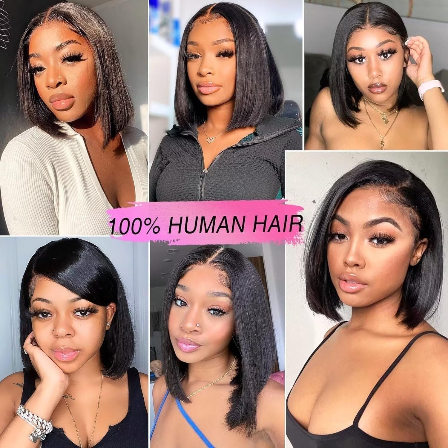 4×4 Bob Wig Human Hair Glueless Wig Human Hair Pre Plucked Pre Cut Lace Straight