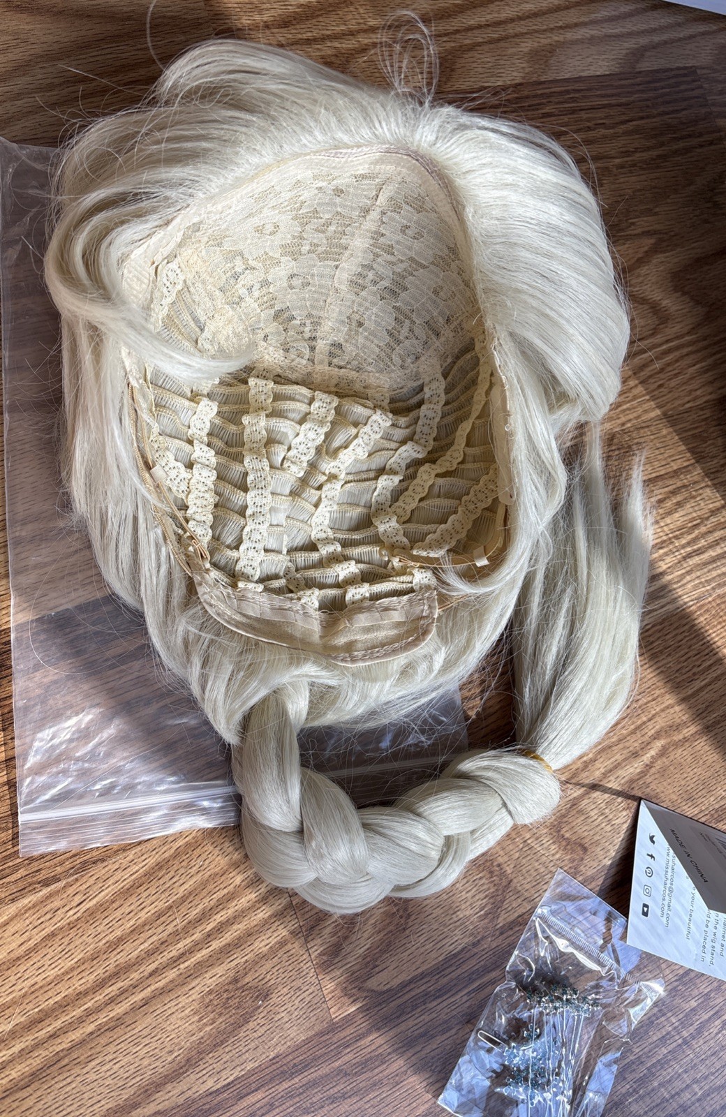 Princess Costume Wig with Hairclips Queen Long Light Blonde Braided Wigs