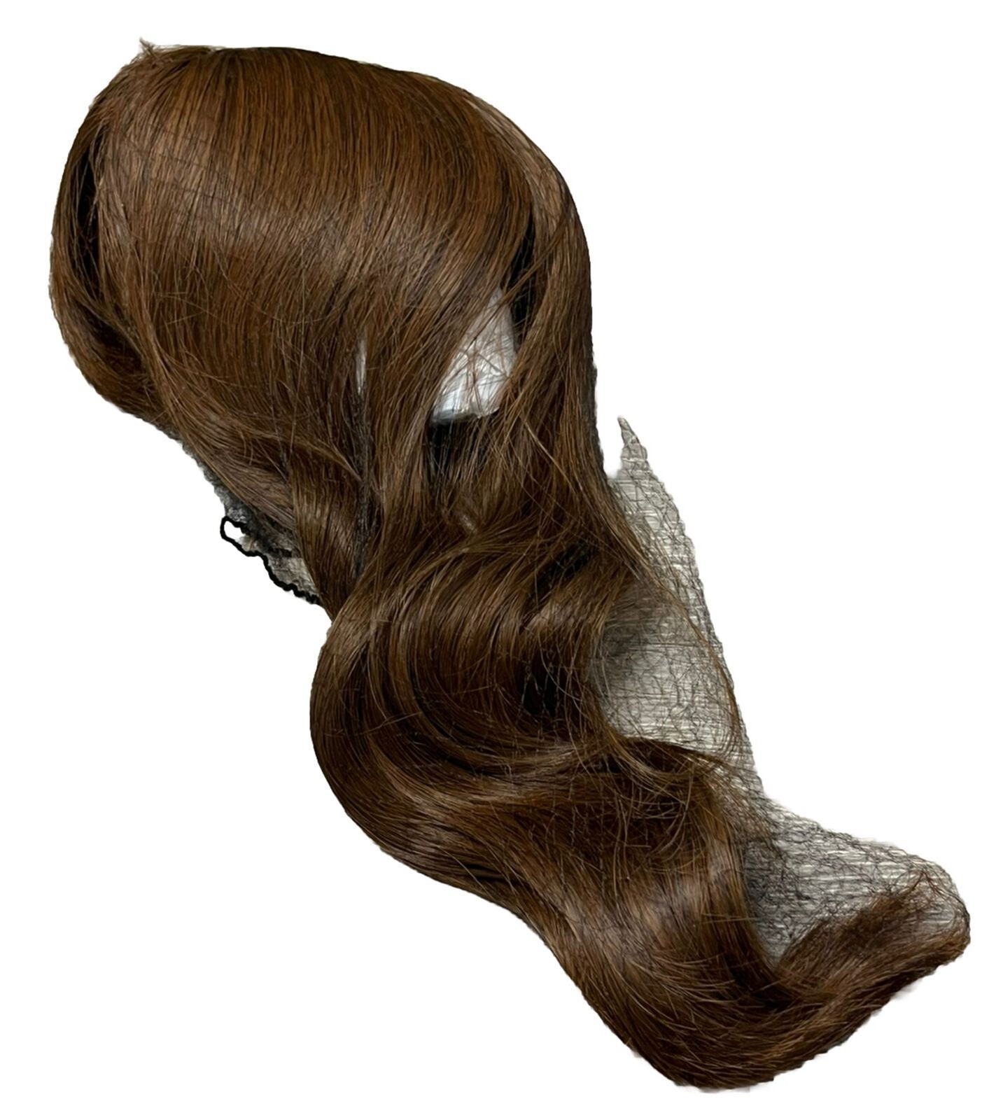 Long Wavy Red Brown Auburn Middle Part Bang Base Crown Hair Topper Hairpiece 14”