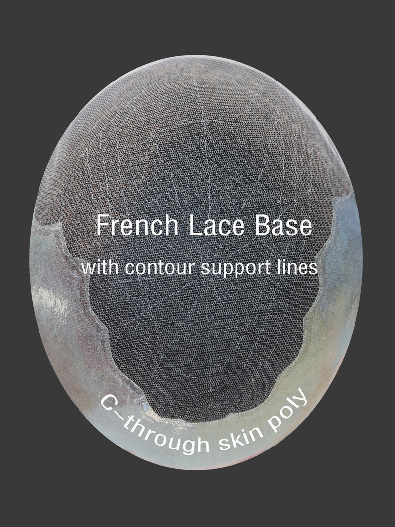 Mens Toupee French Lace Human Hair Front Bleached Knots Wig Hairpiece for Men