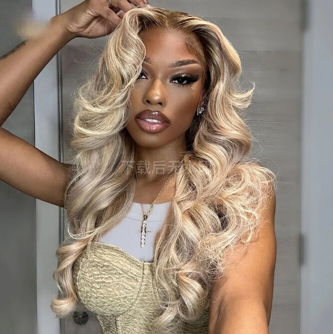 Brown Roots Highlight Blonde Pre Plucked 180% Density Lace Frontal Human Hair