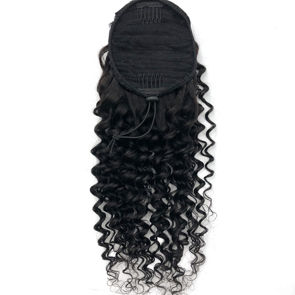 Brazilian Virgin Human Hair Drawsting Ponytails Deep Wave Curly Hair Ponytails