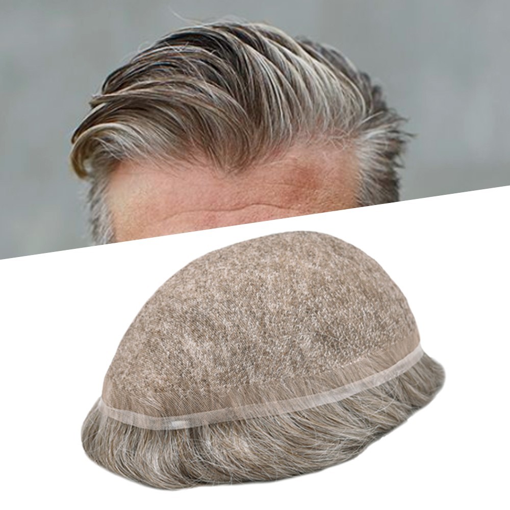 Men Toupee Hairpiece Full French LACE Basement Wig Human Hair Replacement System