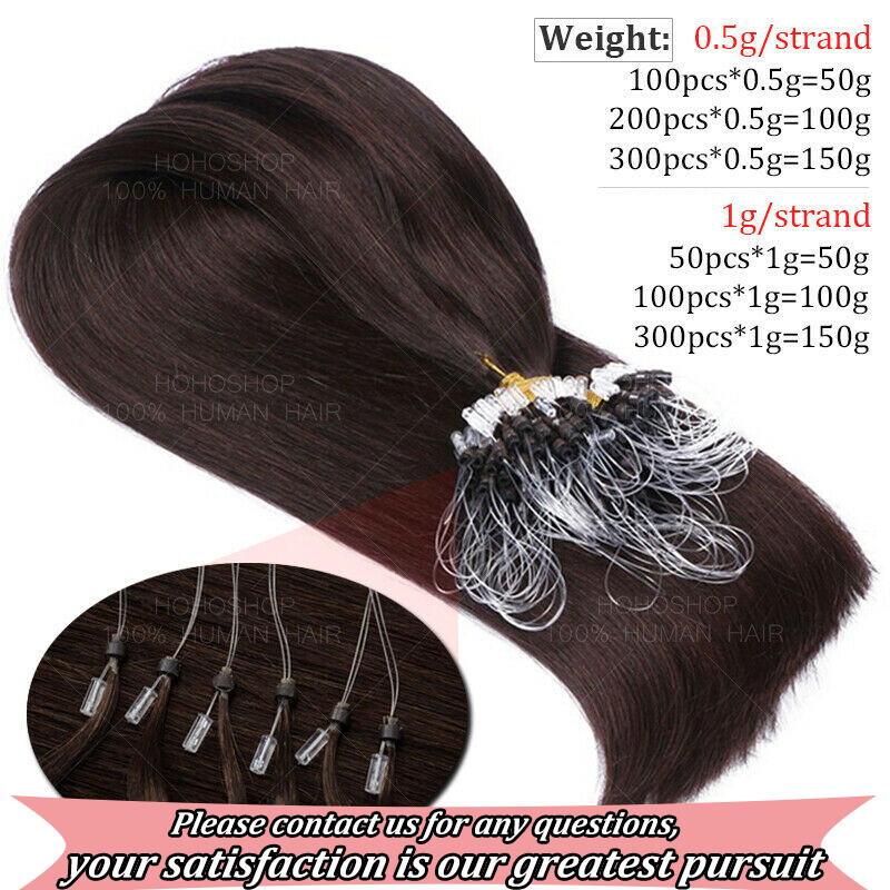 100g Russian 16″-24″ Remy Human Hair Extensions Micro Loop Beads Ring Tip THICK