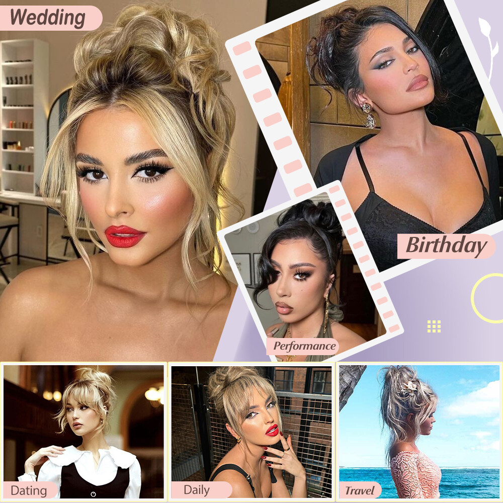 LARGE Real Thick Messy Bun Hair Piece Scrunchie Updo Wrap Extensions as Human US