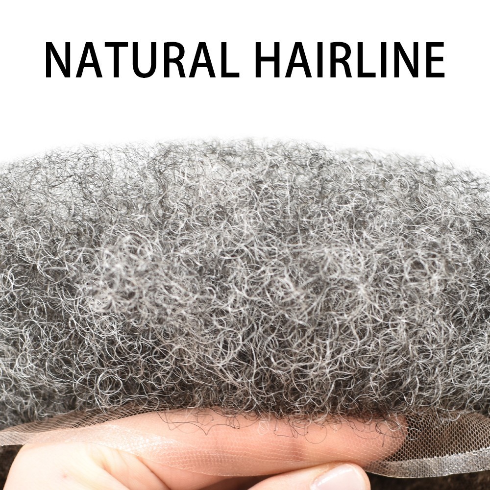 US SALE Afro Curly Black Men Toupee Full Lace Human Hairpiece Kinky Curly