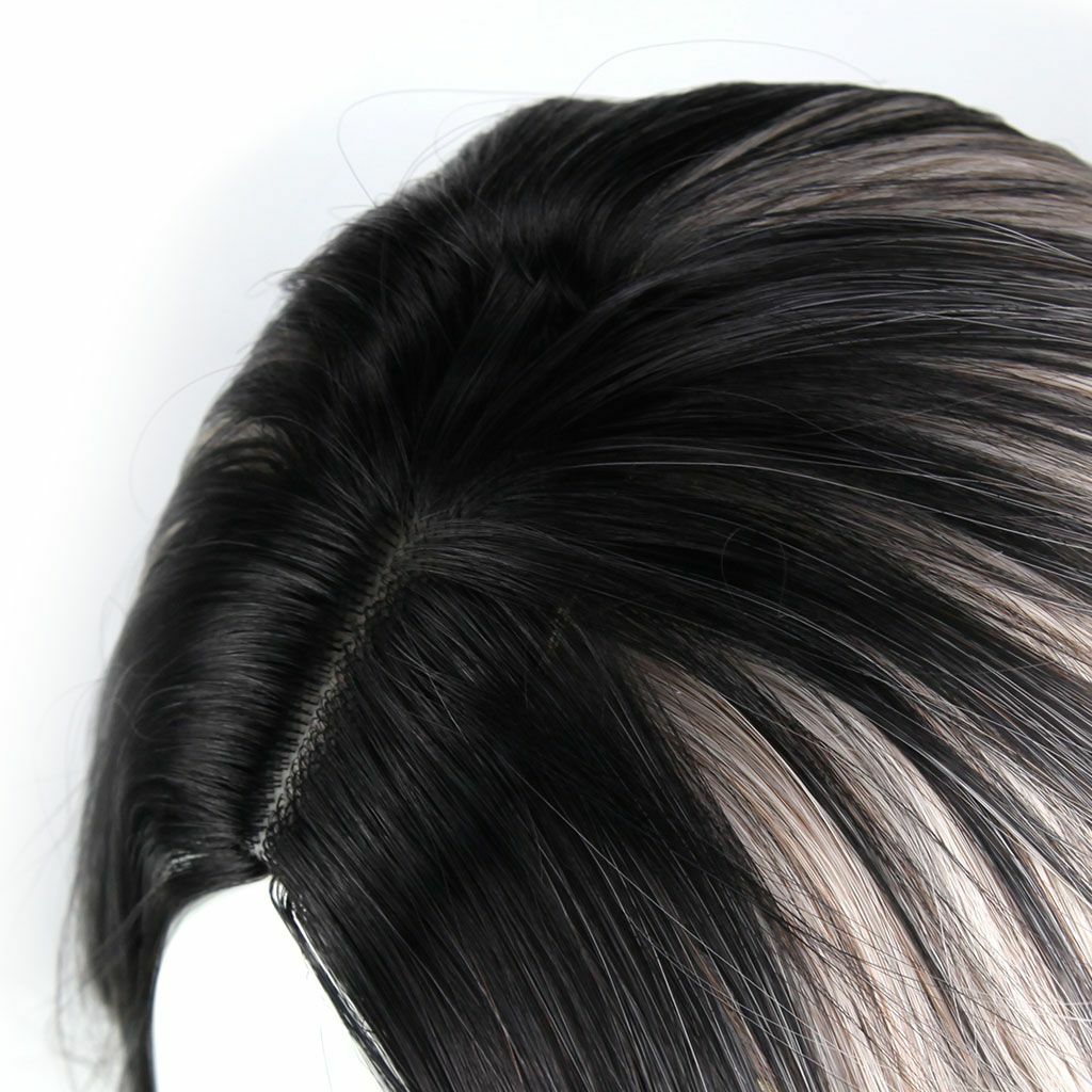 Women Lady Ash Gray Silver White Ombre Long Wavy Curly Blonde Wig Synthetic Hair