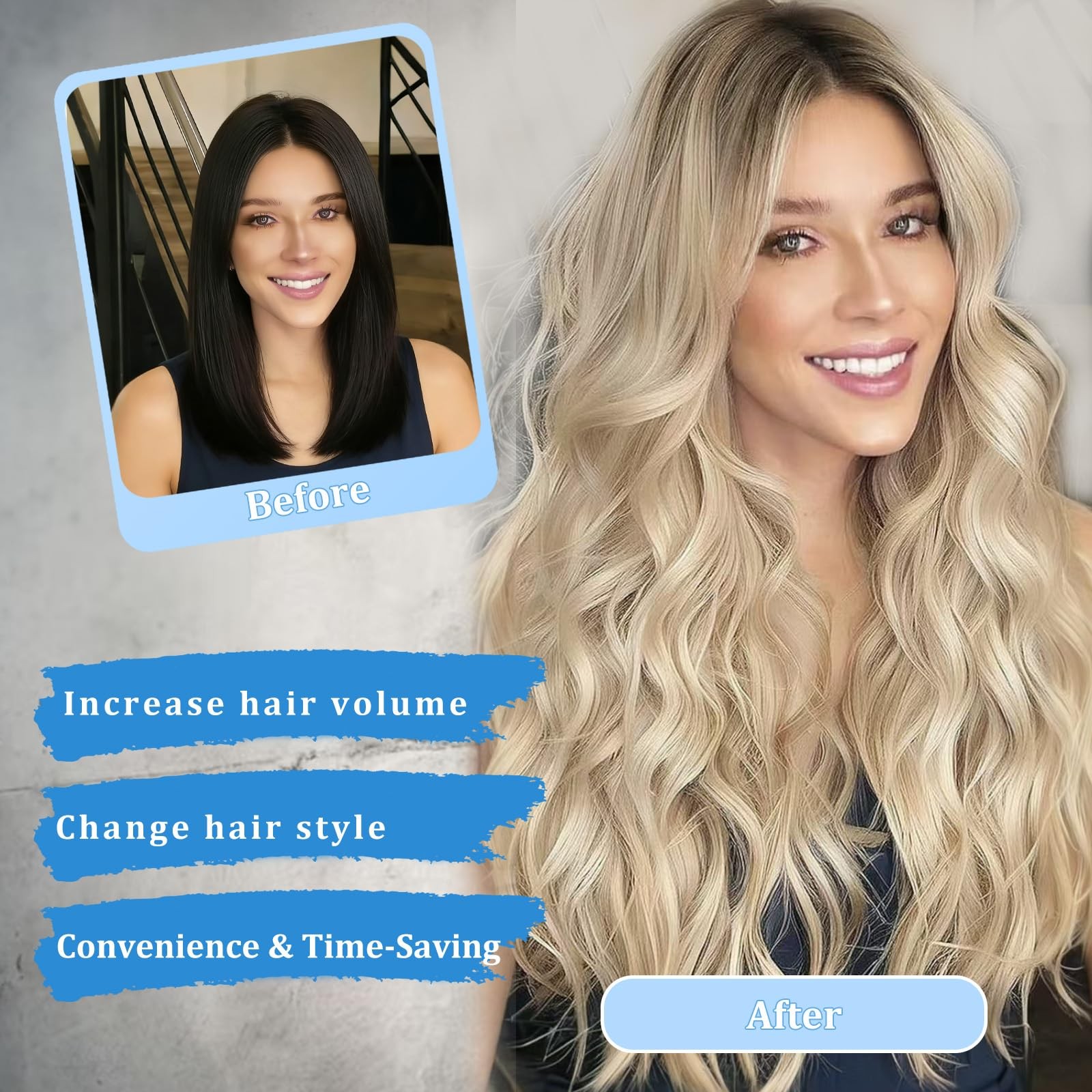 Blonde Wig for Women Long Wavy Blonde Wig Middle Part 26 Inch Wigs Heat Resis…