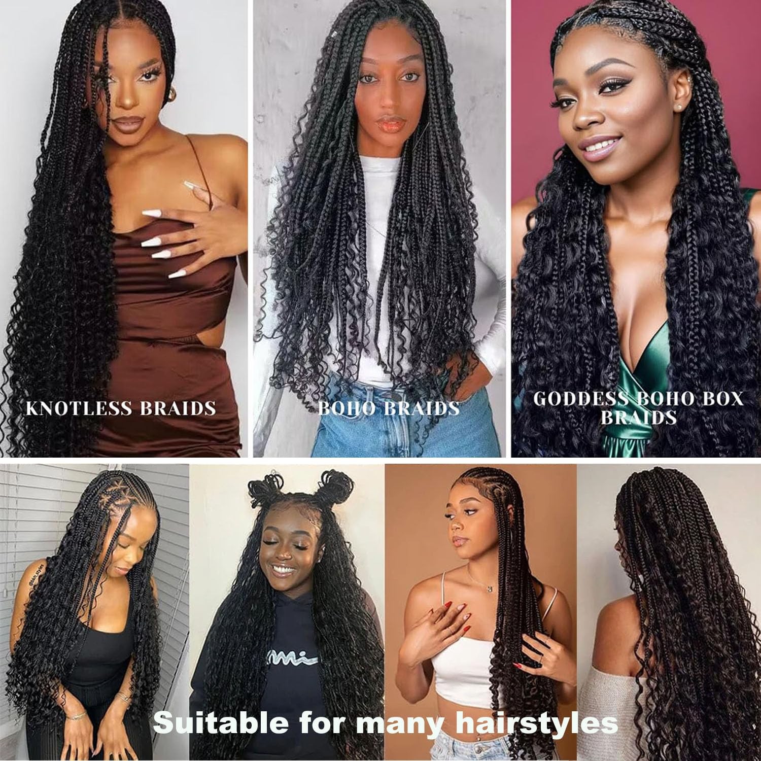 Human Braiding Hair 3 Bundles/Pack 150g Curly Water Wave Bulk Hair for Braidi…