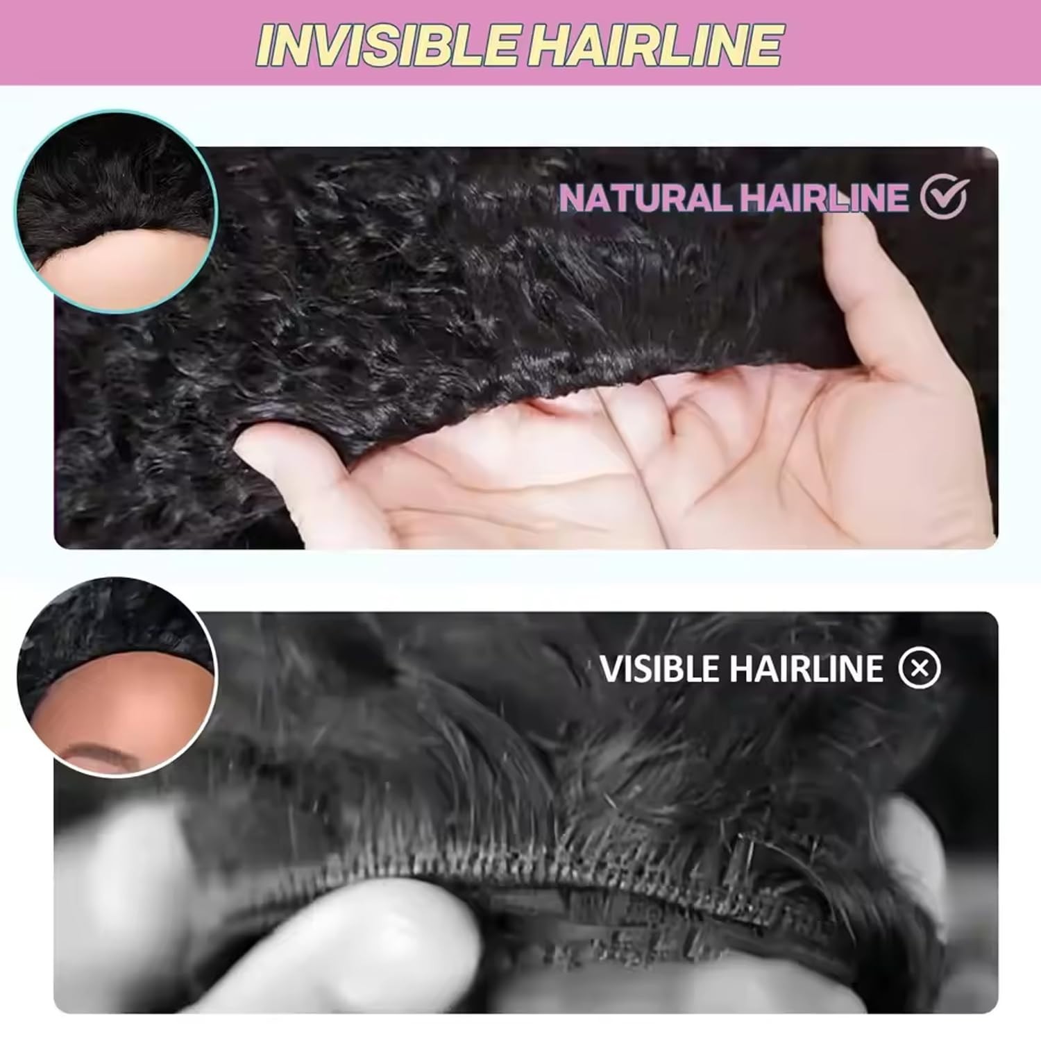 200 Density Curly Half Wig Human Hair 22″ Seamless Flip Over Glueless Wear & Go