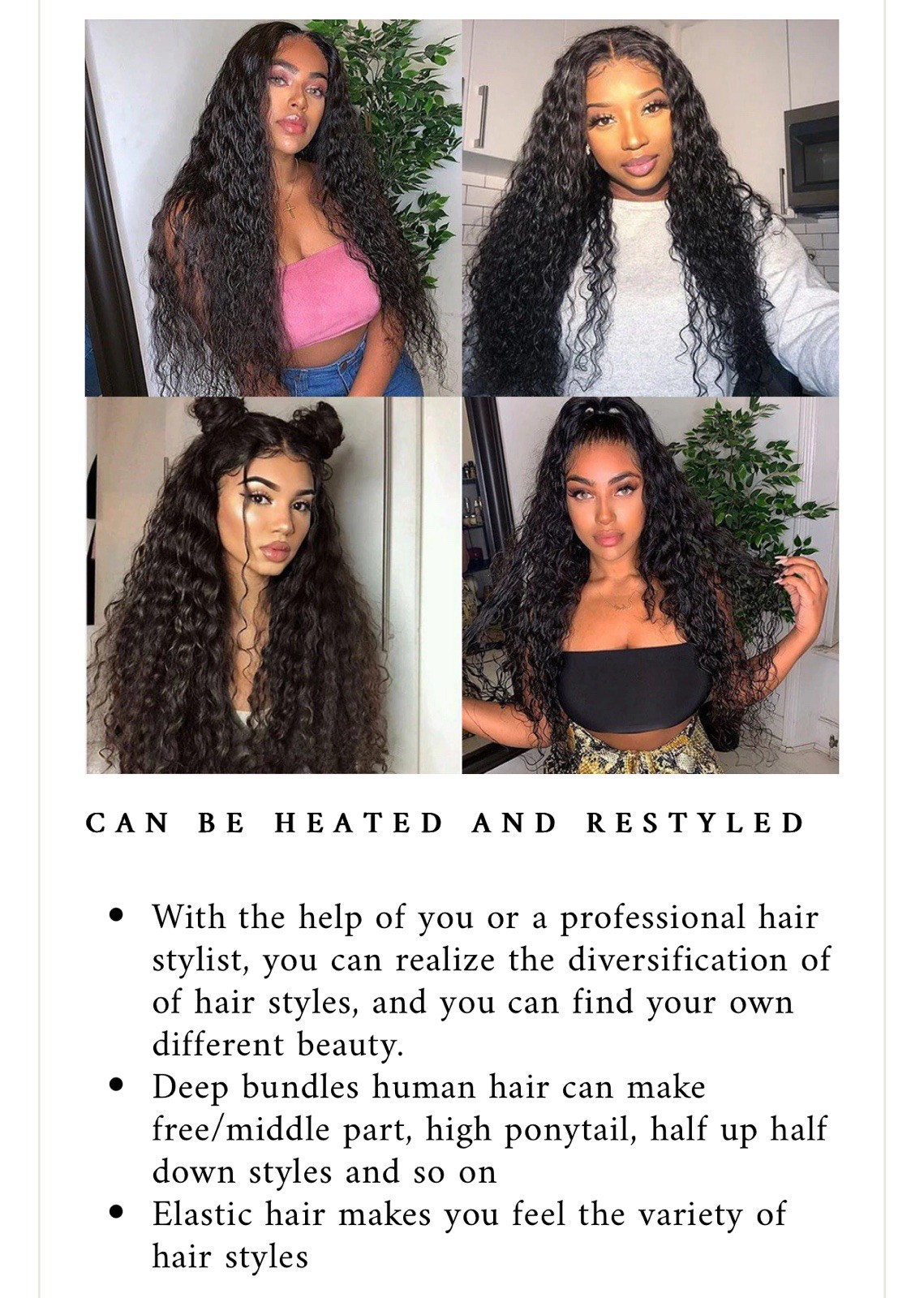 Ashine 100% Brazilian Human Hair Extensions-Black 107-1B#-20”-DC Deep Curly