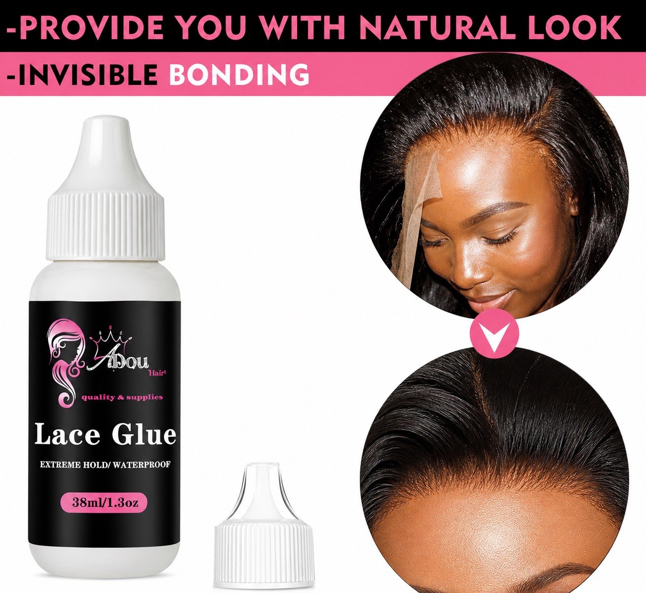 Abou Hair Extreme Hold Waterproof Lace Glue, Invisible 38ml/1.3oz