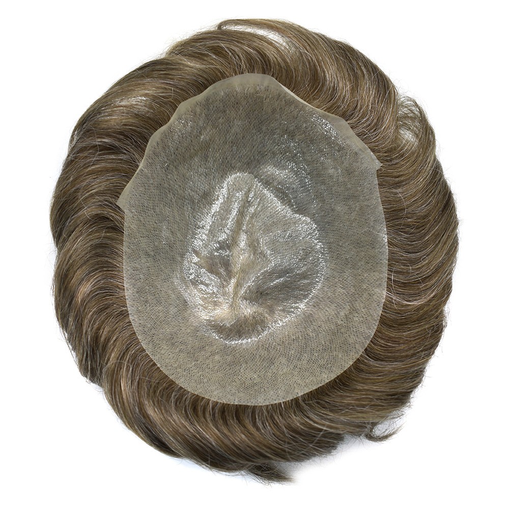 Ultra Thin Skin Hairpiece Invisible Poly PU Mens Toupee Hair Replacement 0.04mm