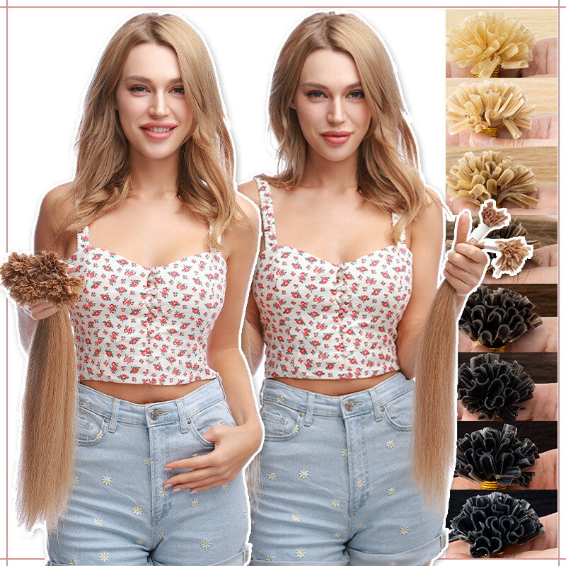Keratin Pre-bonded Nail U Tip 100% Remy Russian Human Hair Extensions Balayage